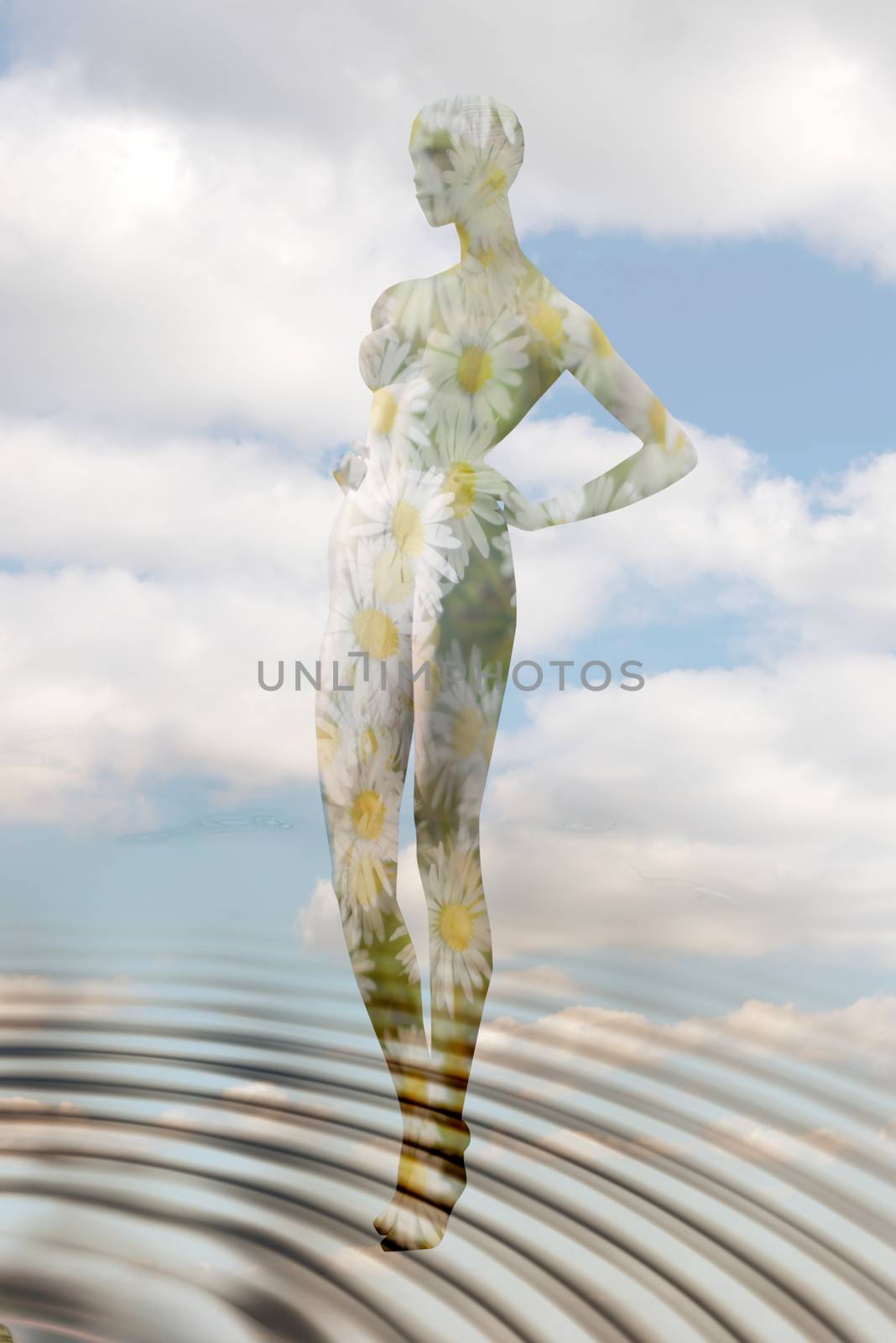 female mannequin with flowers representing mother nature