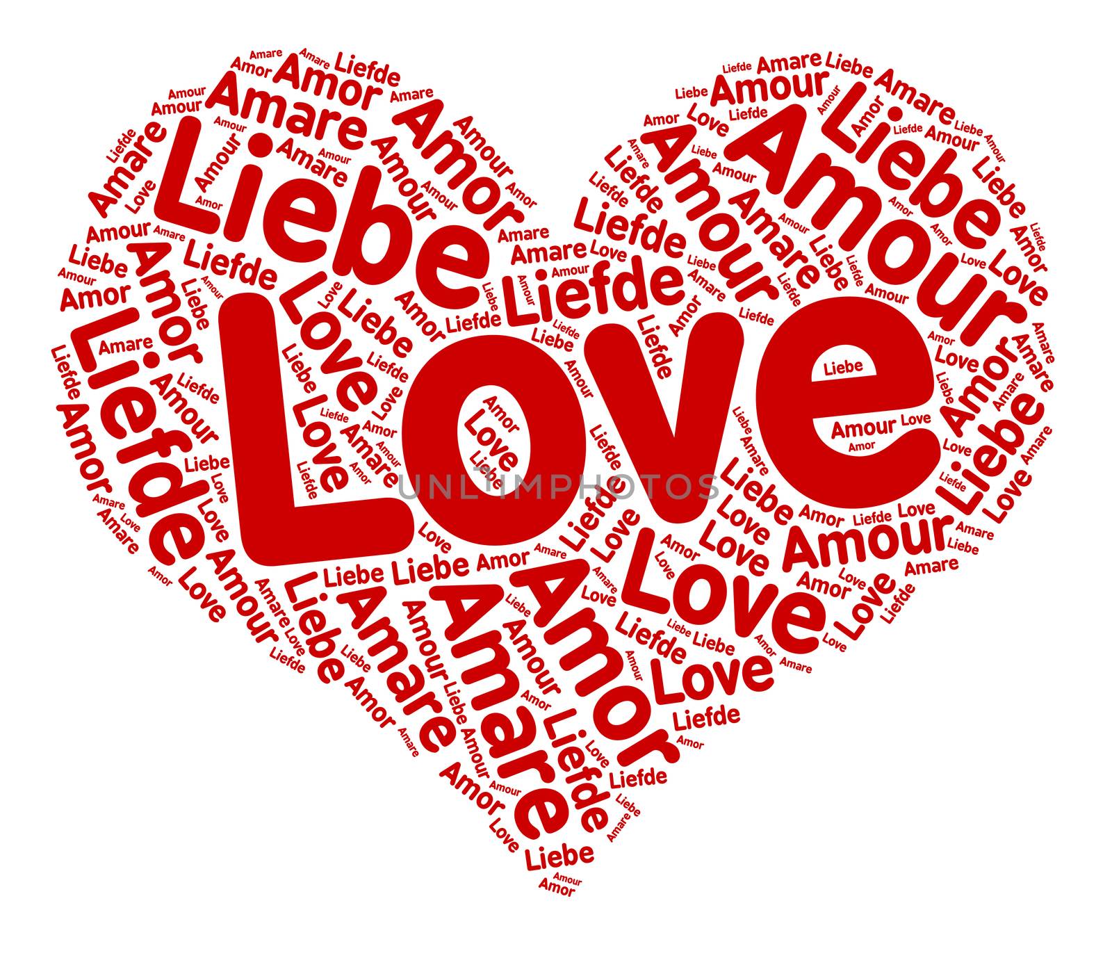 A word cloud with Love in some European Languages