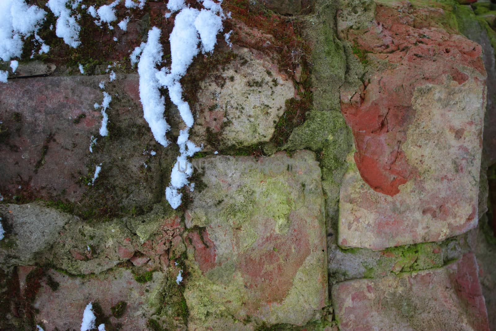 old burned frozen mold brick background