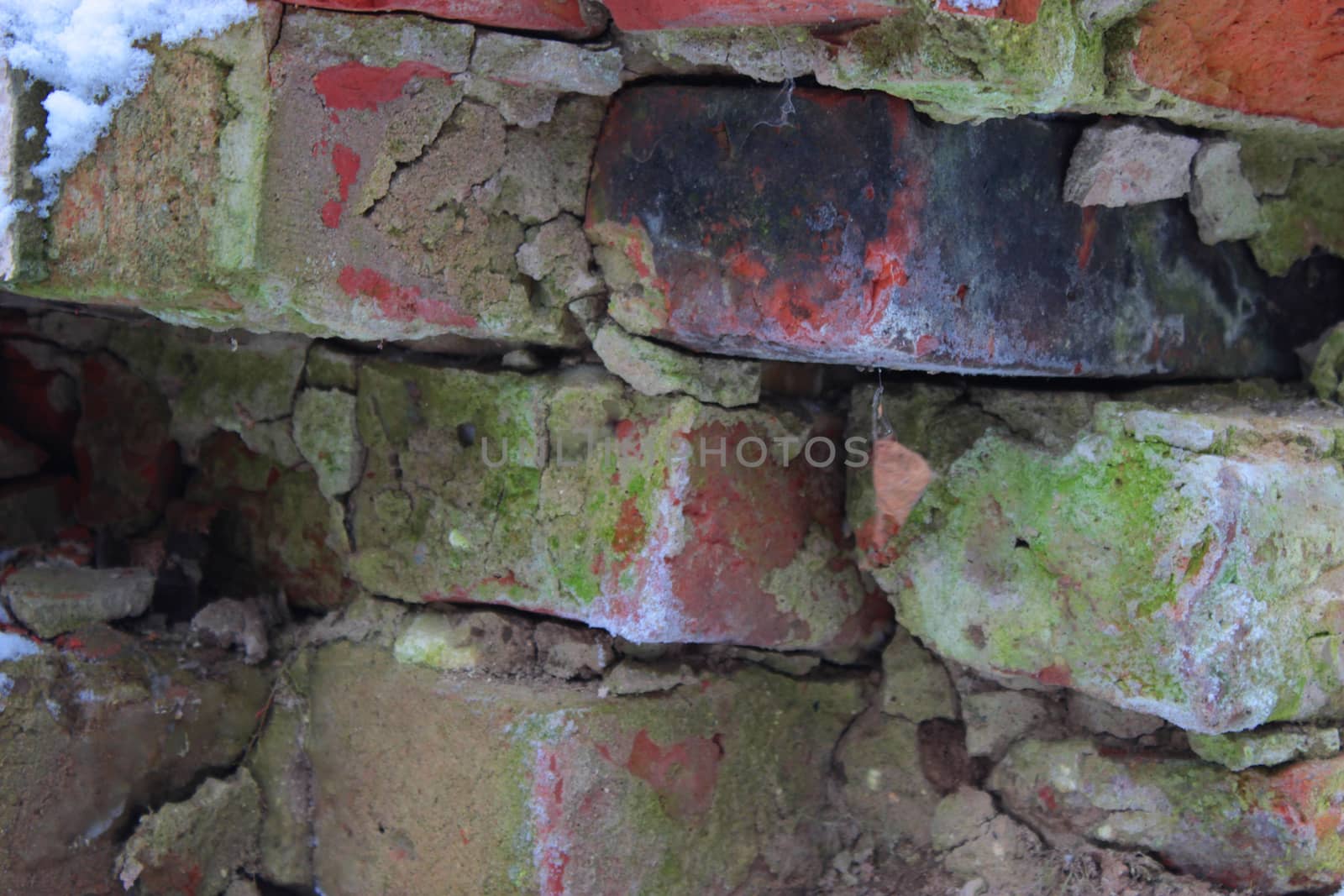 old burned frozen mold brick background