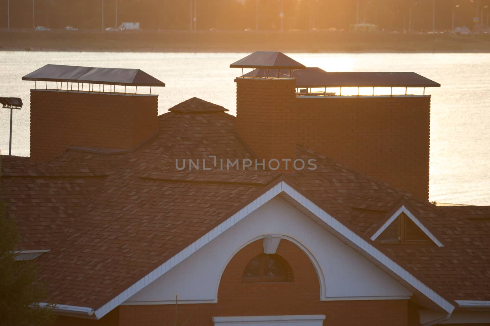 roof of the mansion in a golden sunlight