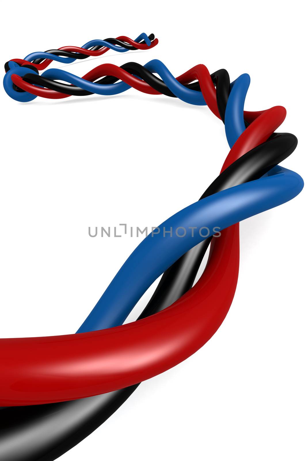 Isolated wire on white background, 3D rendering