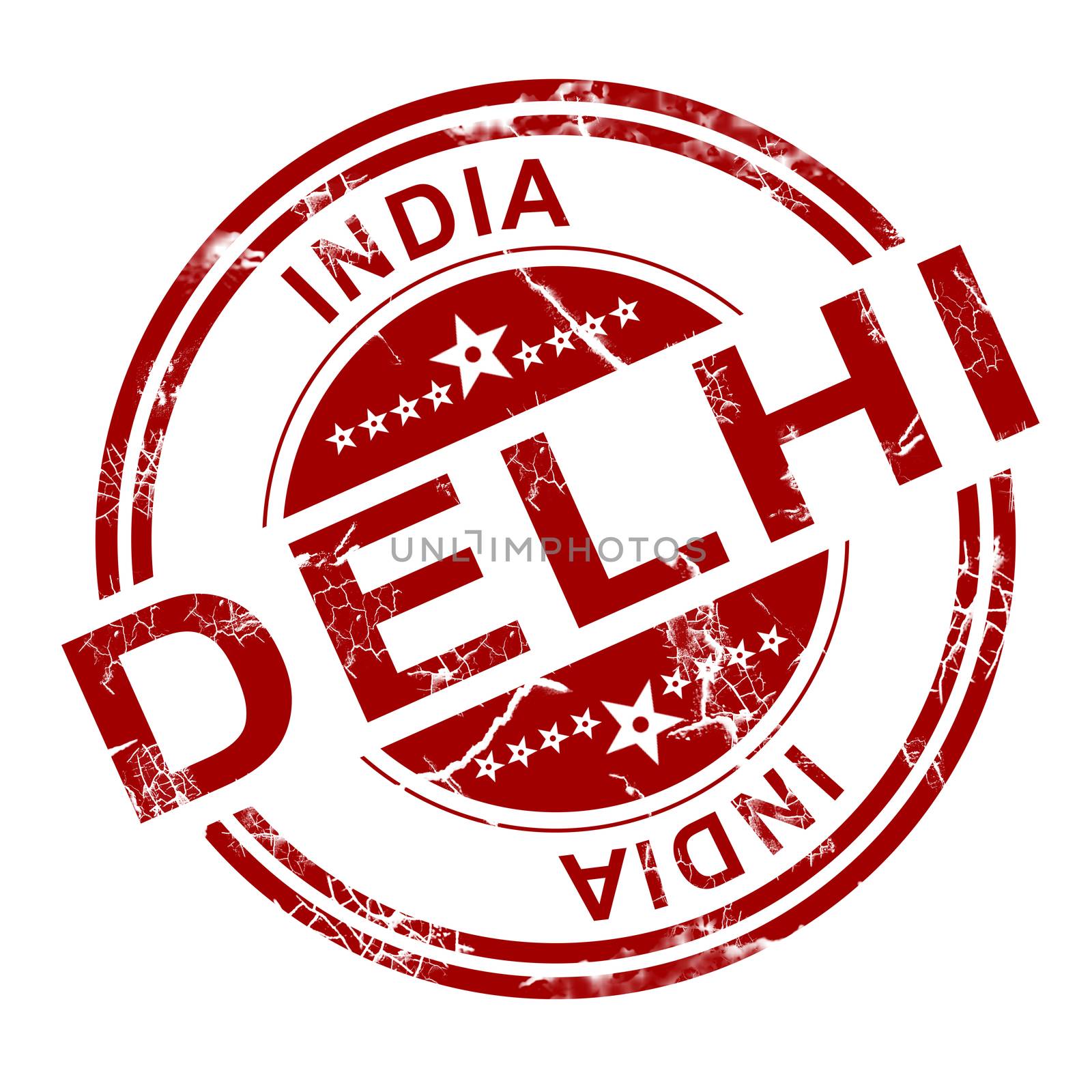 Red Delhi stamp with white background, 3D rendering