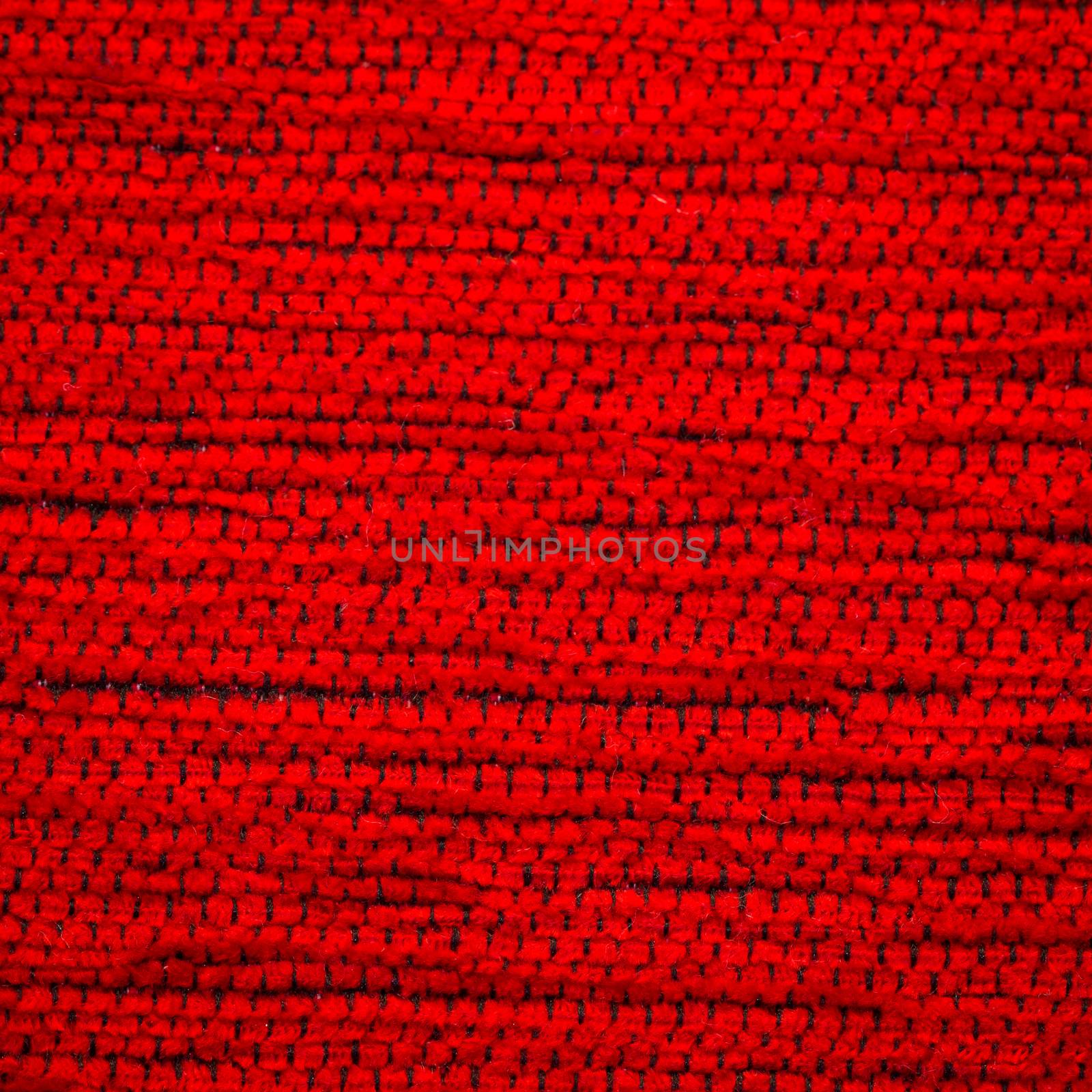 Rustic canvas fabric texture in red color. Square shape