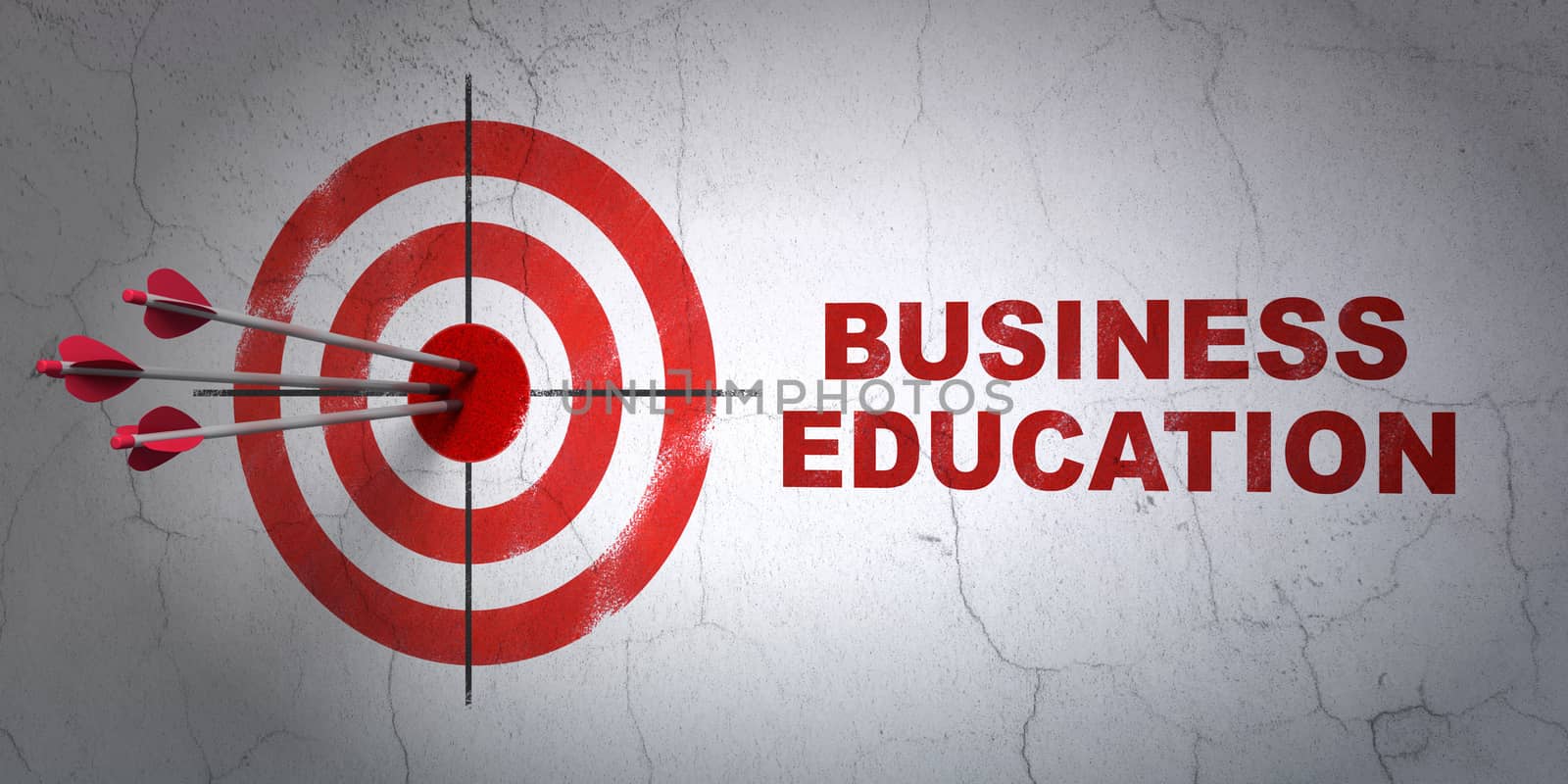 Studying concept: target and Business Education on wall background by maxkabakov