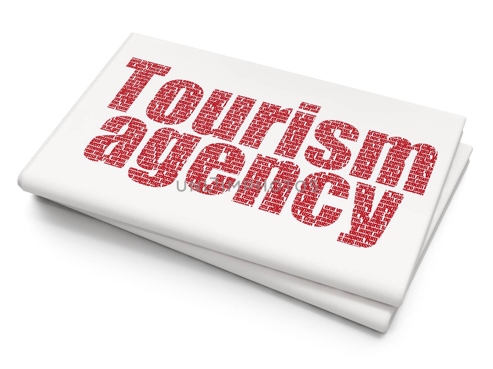 Tourism concept: Pixelated red text Tourism Agency on Blank Newspaper background, 3D rendering