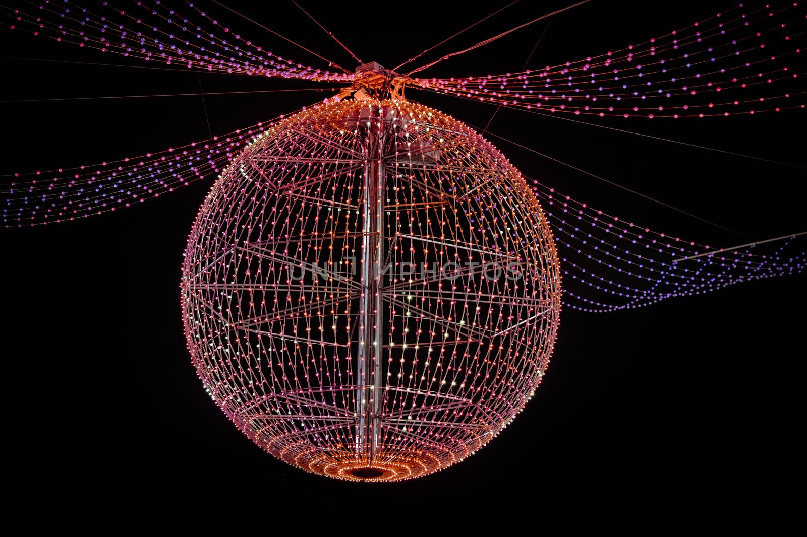 new year lighting ball hanging in the night