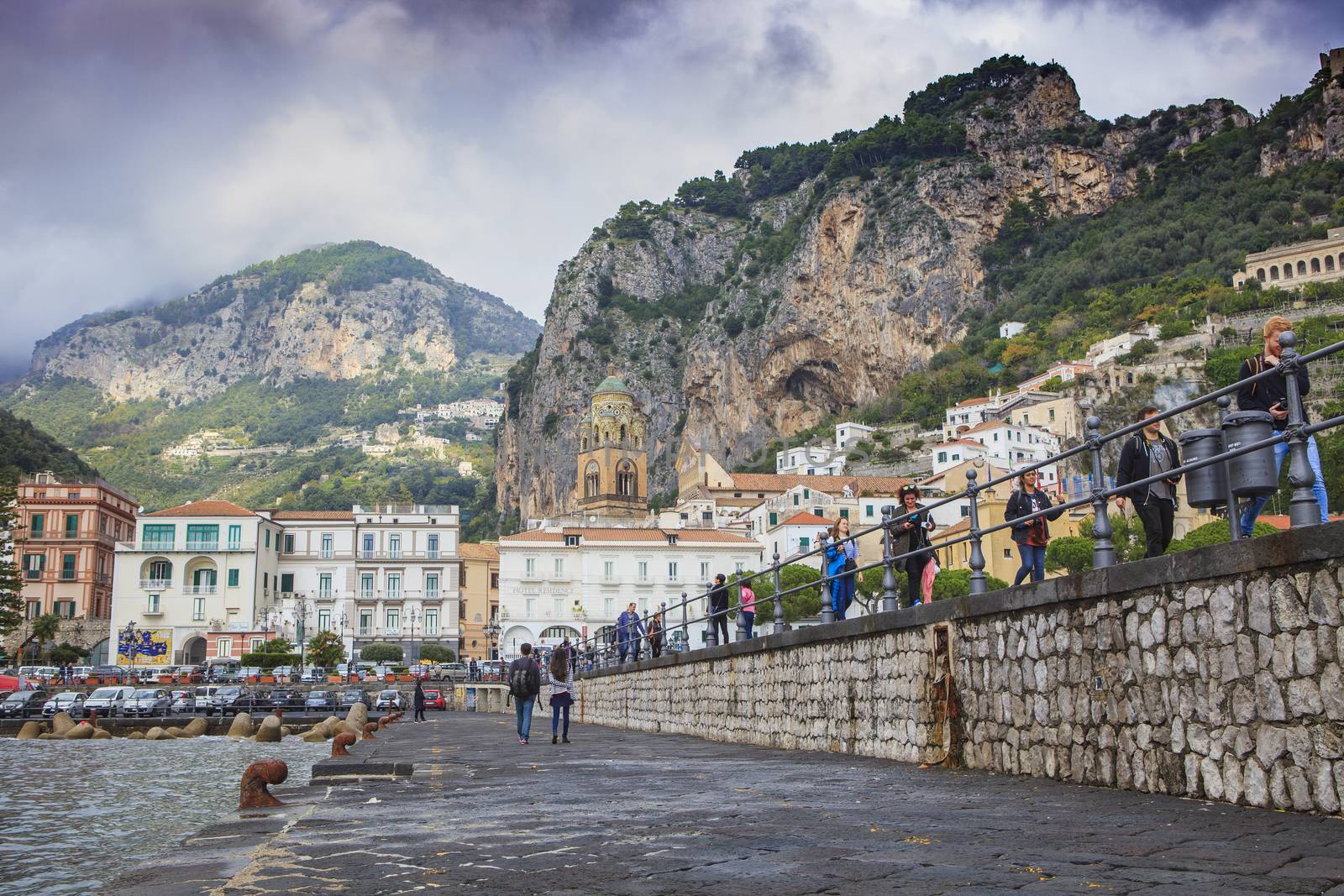  DUOMO AMALFI  ITALY - NOVEMBER 5 : tourist walking on walking w by khunaspix