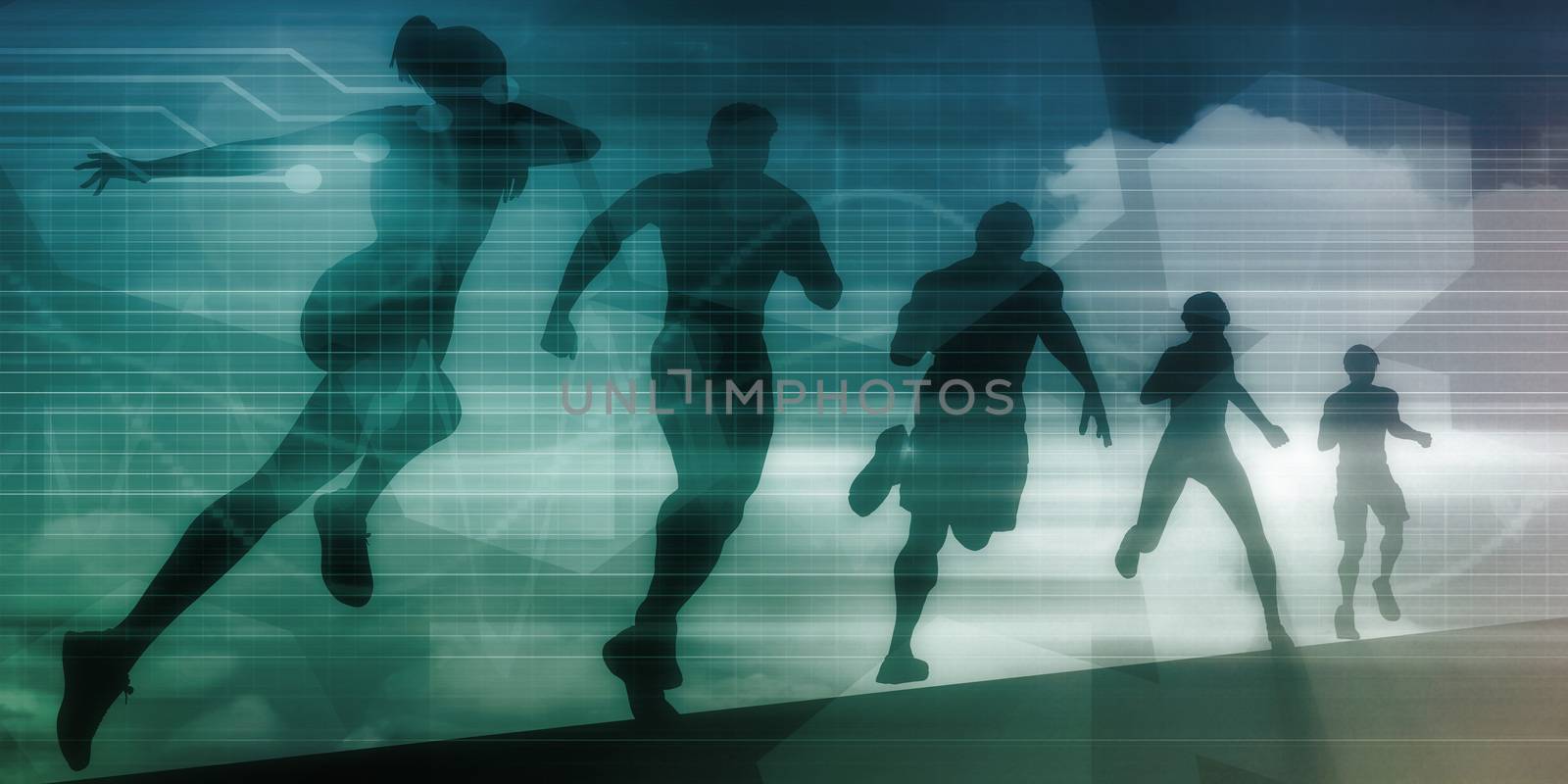 Fitness App Tracker Software Silhouette Illustration