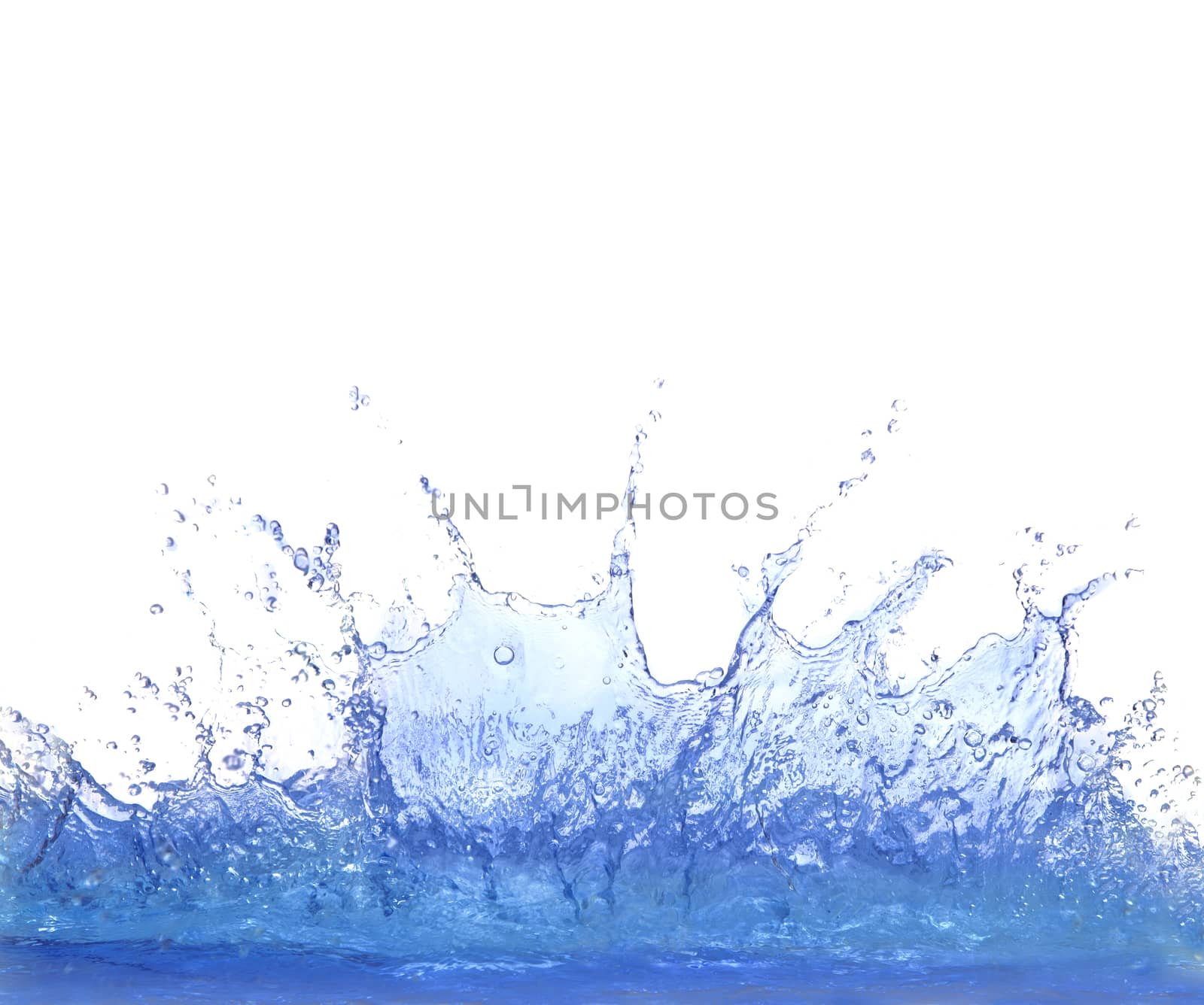 clear blue water splashing isolate on white background by khunaspix