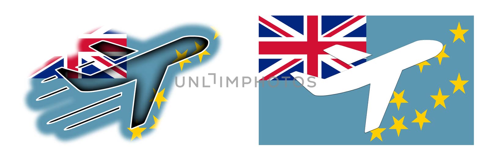 Nation flag - Airplane isolated on white - Tuvalu