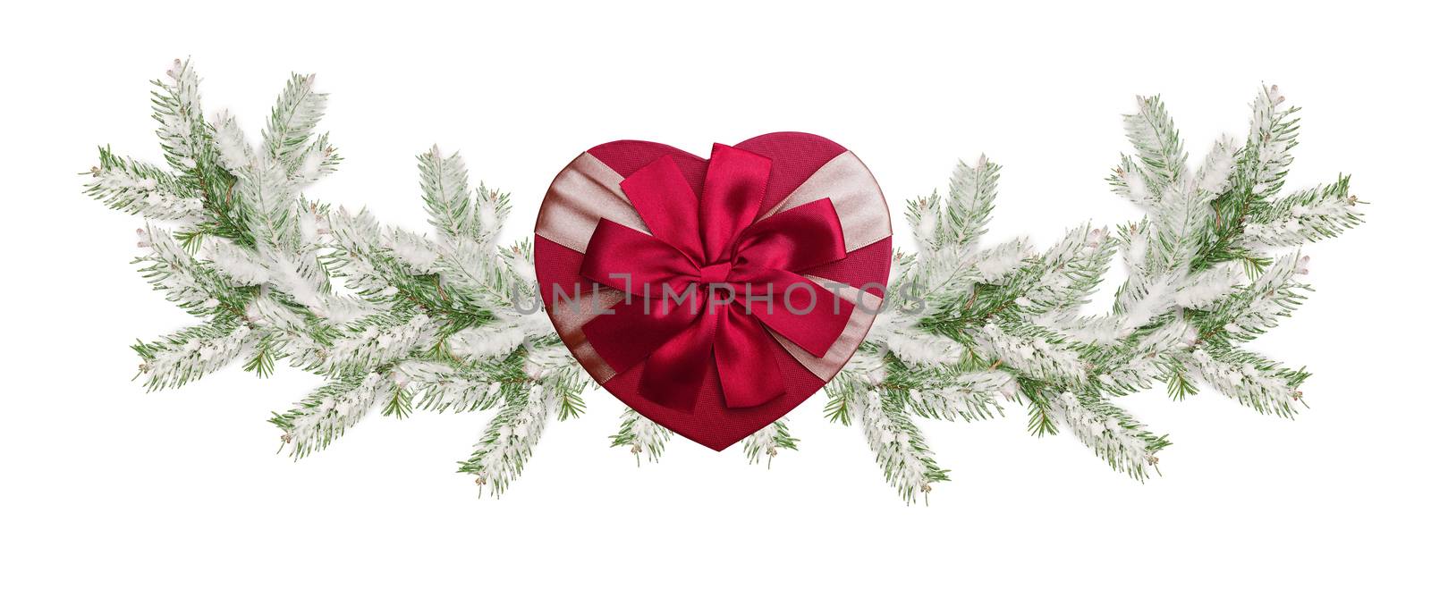 Christmas decoration tree with gifts isolated on a white background.