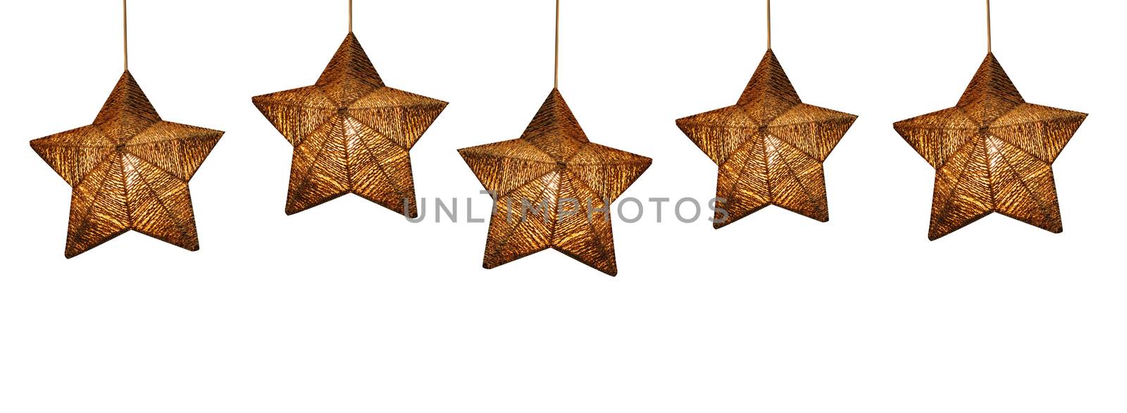 Toy star on Christmas tree isolated white background by timonko