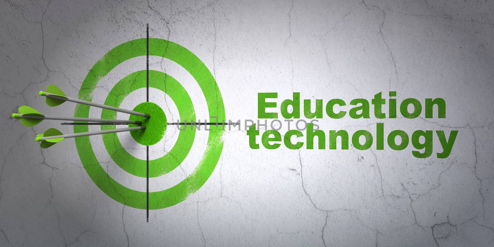 Education concept: target and Education Technology on wall background by maxkabakov
