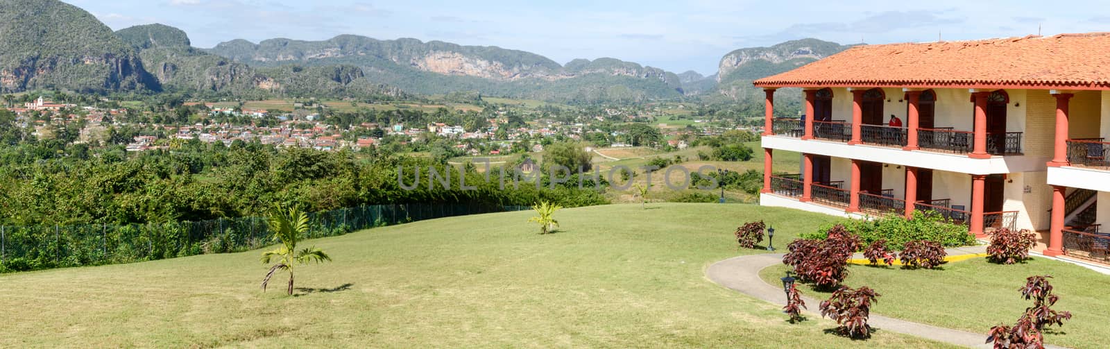 Vinales, Cuba - 25 january 2016: Town and valley of Vinales view from hotel La Elmira on Cuba