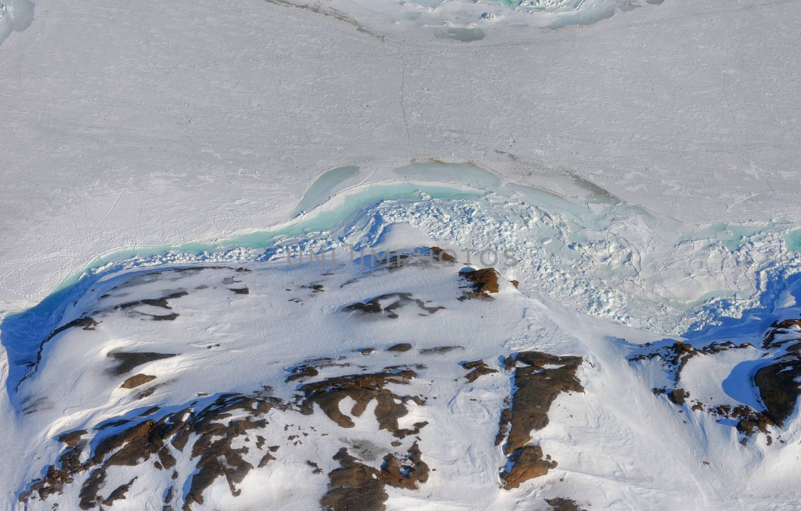 Greenland ice and land from above