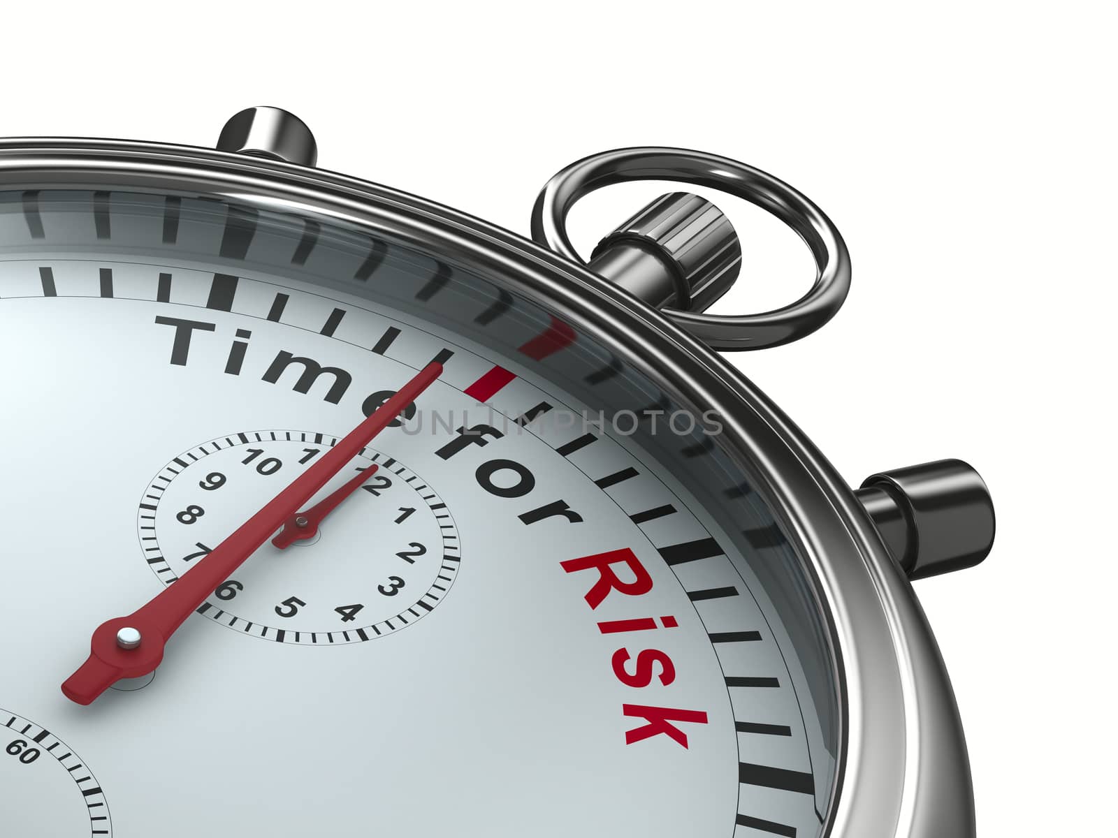 Time for risk. Stopwatch on white background. Isolated 3D image by ISerg