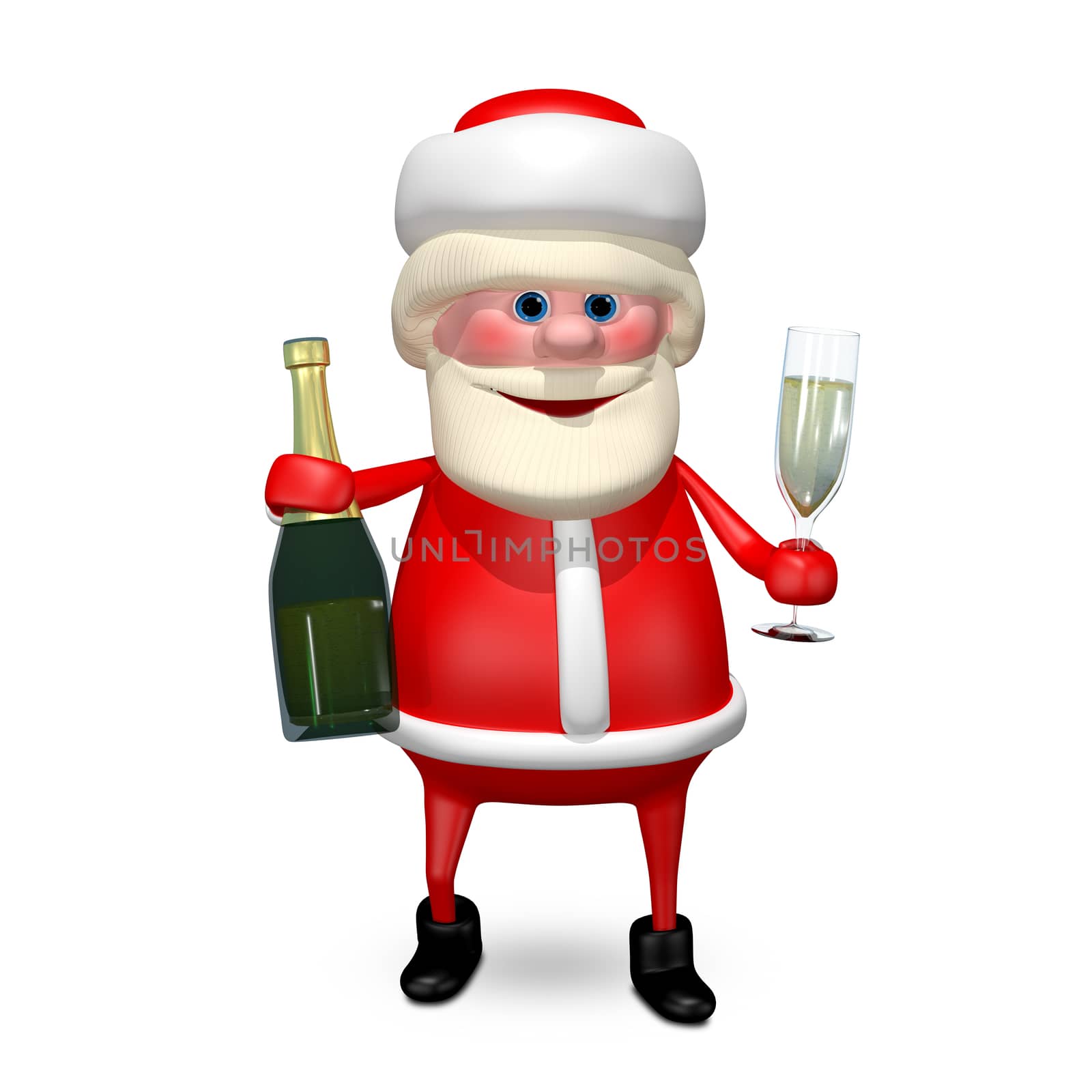 3D Illustration Santa Claus with Champagne by brux