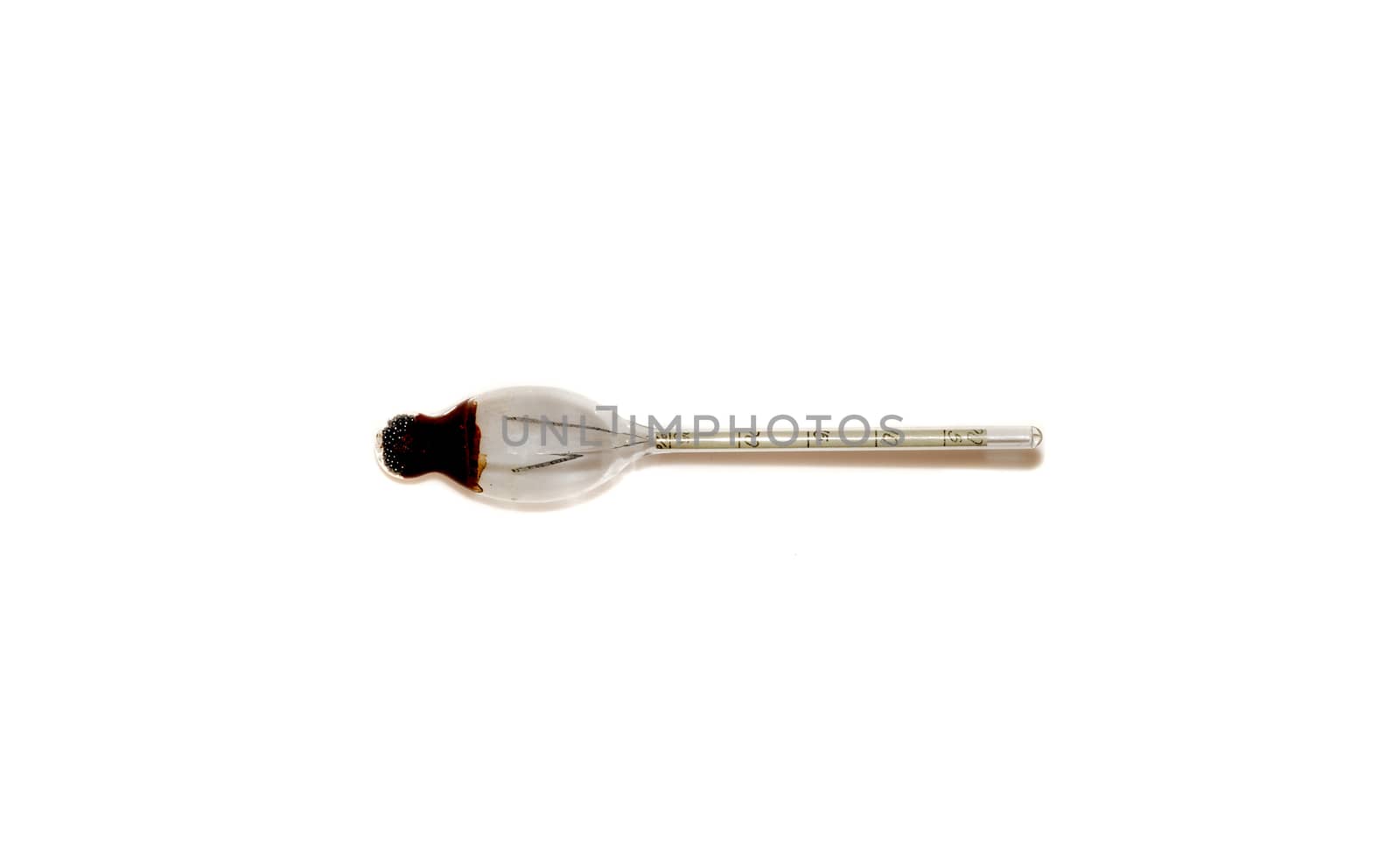hydrometer / sugar meter / determines the Specific Gravity of Liquids isolated on white background