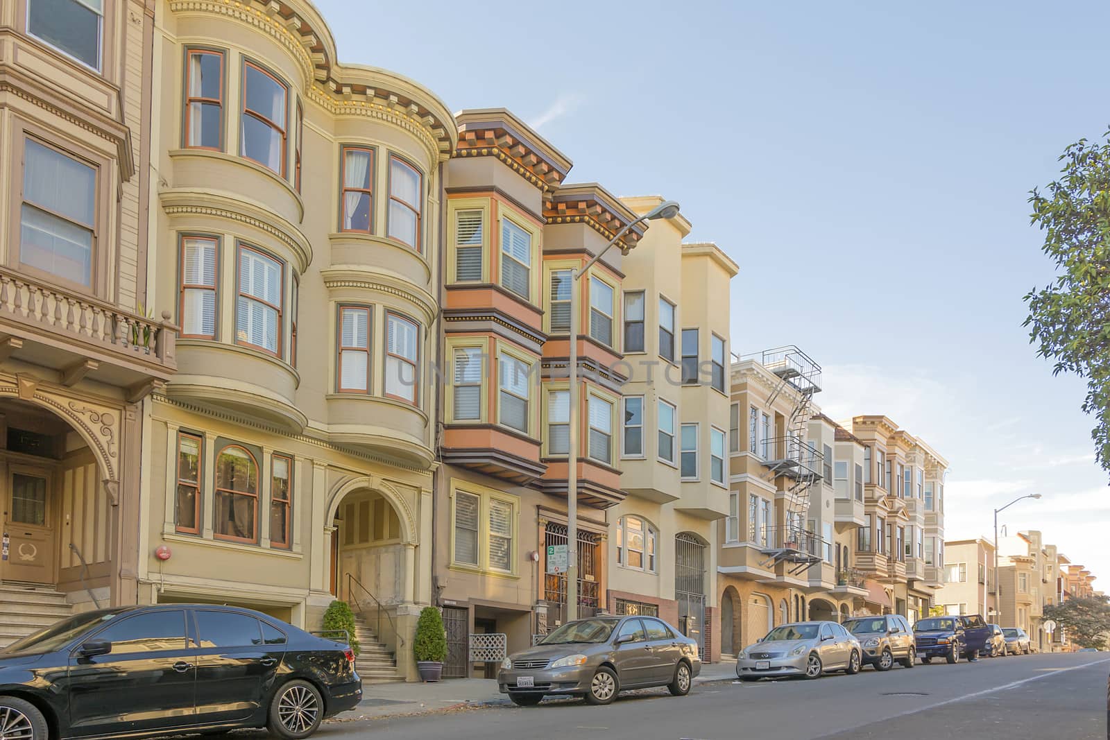 San Francisco, CA, USA, october 23, 2016: row of apartments in San Francisco