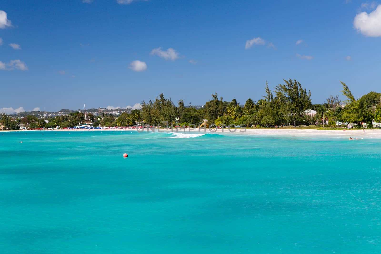 View of the Beach from a Catamaran in Carlisle Bay Barbados by chrisukphoto