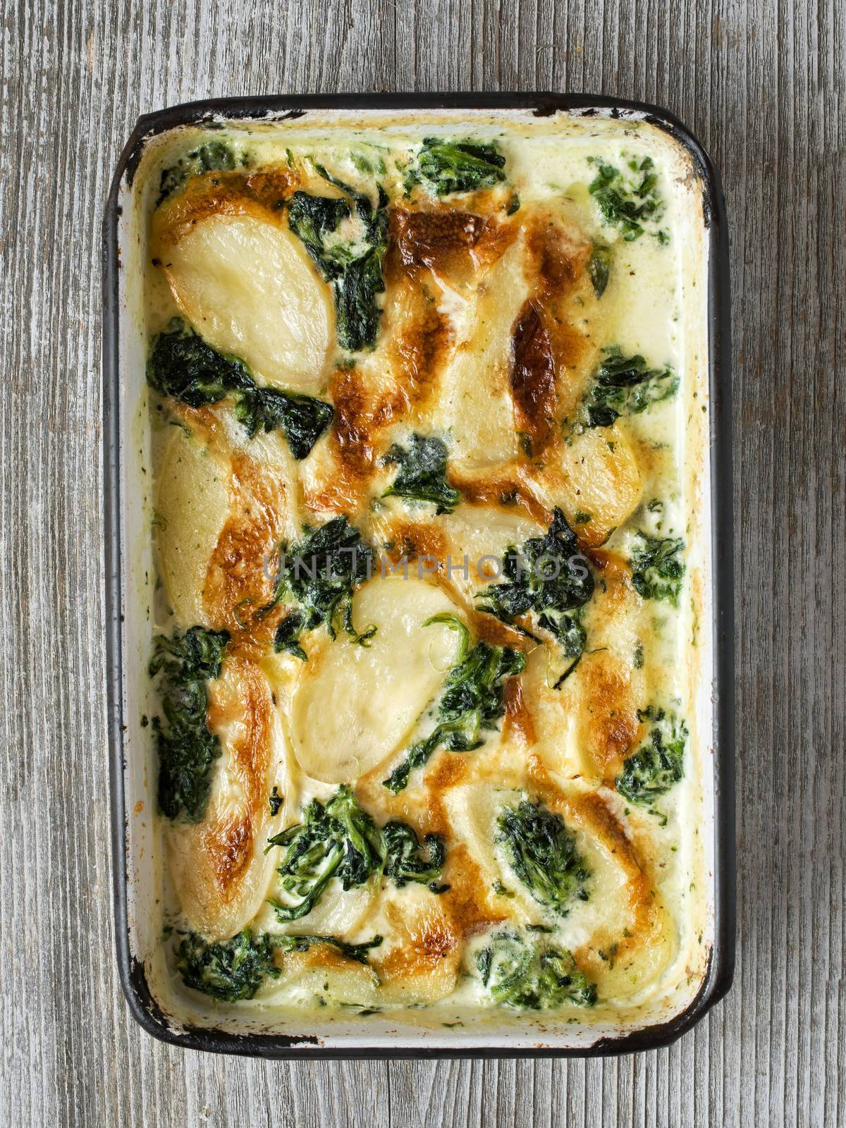 rustic golden spinach potato gratin dauphinois by zkruger