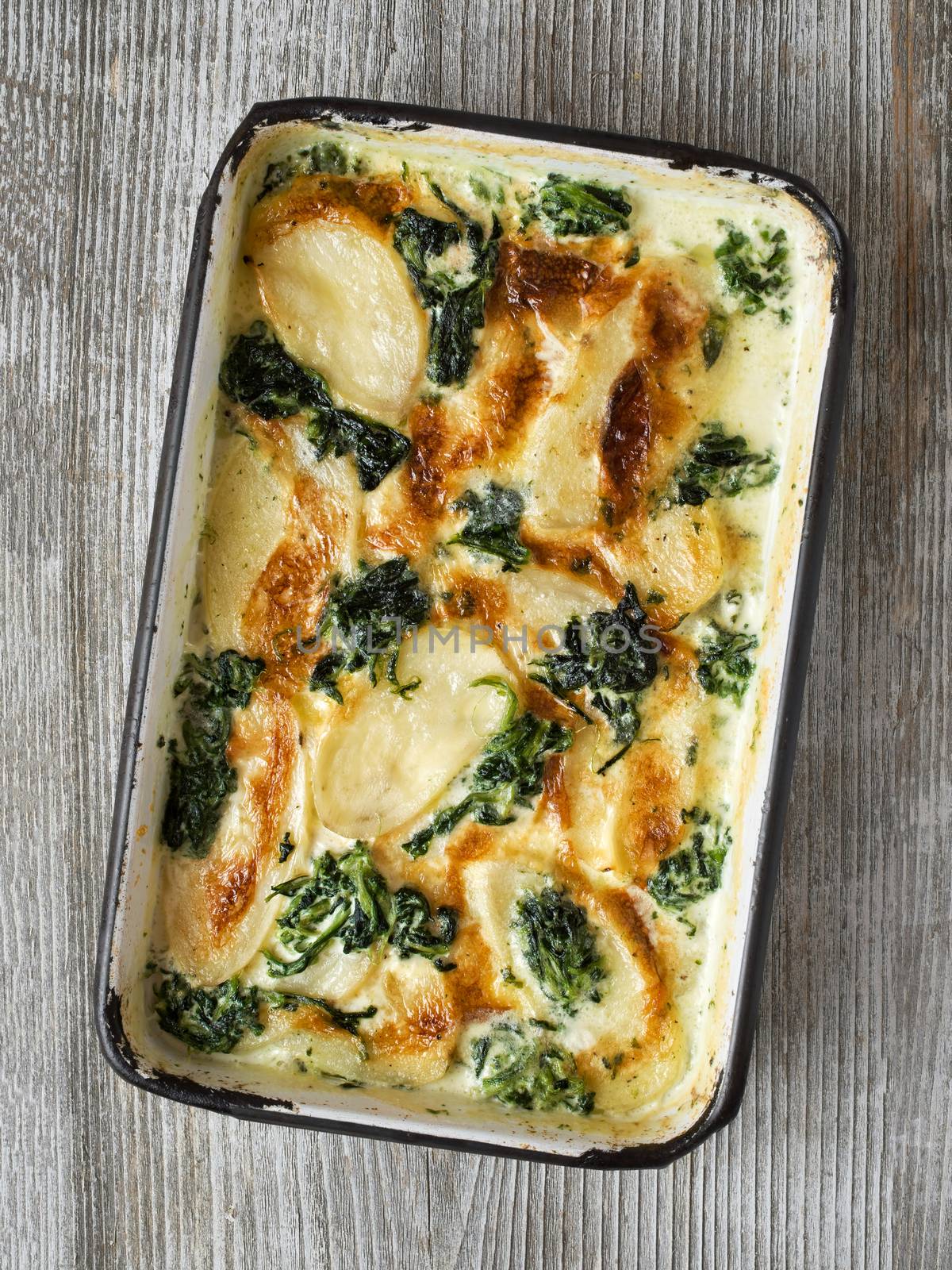 rustic golden spinach potato gratin dauphinois by zkruger