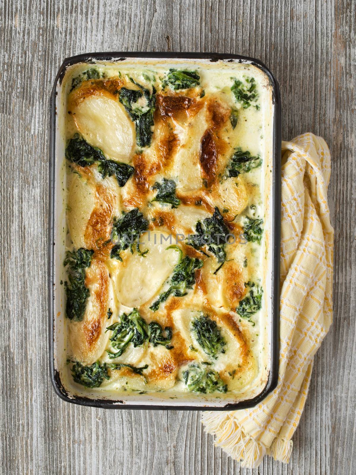 rustic golden spinach potato gratin dauphinois by zkruger