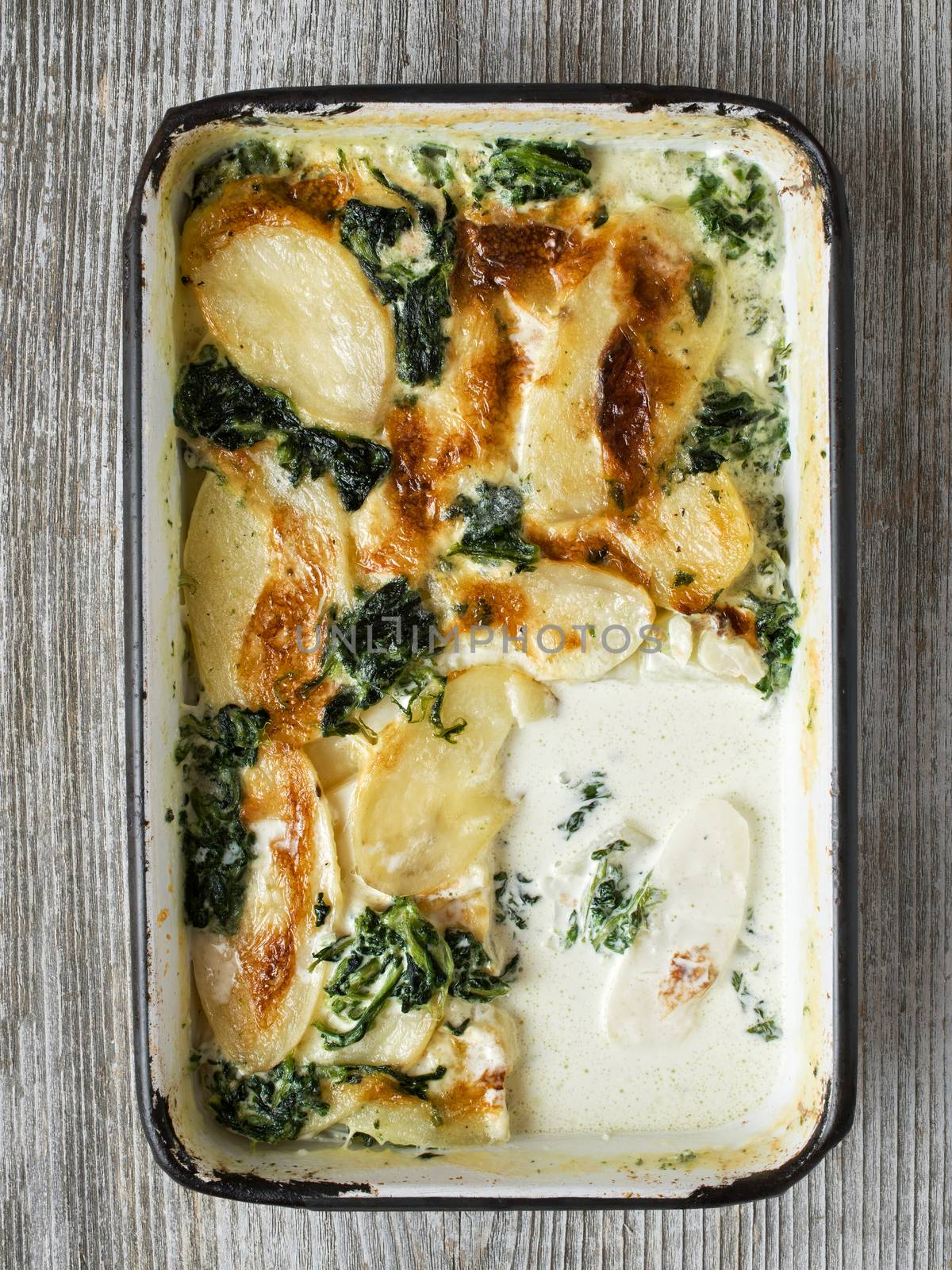 rustic golden spinach potato gratin dauphinois by zkruger