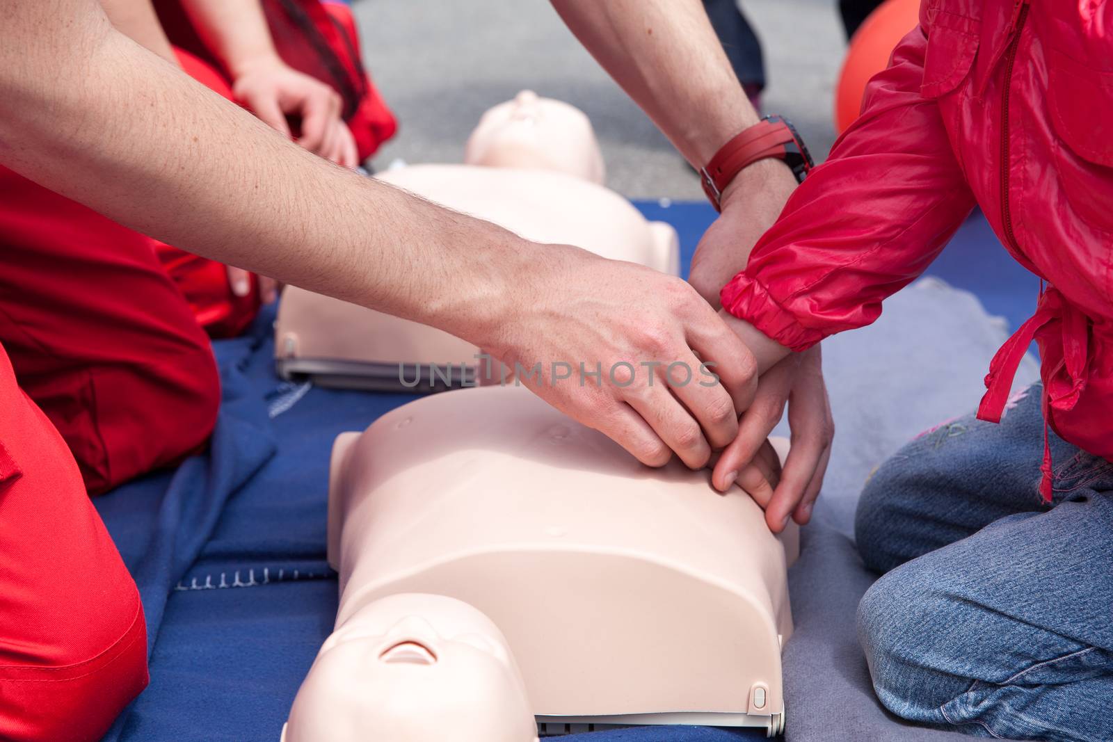 Cardiopulmonary resuscitation - CPR. Chest compression.