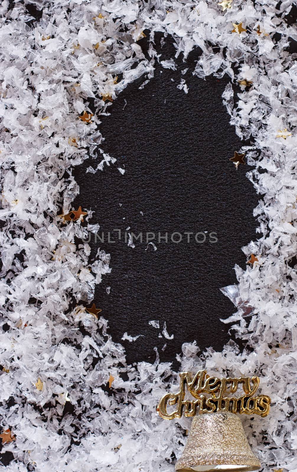 Snow flakes on dark background with space for text