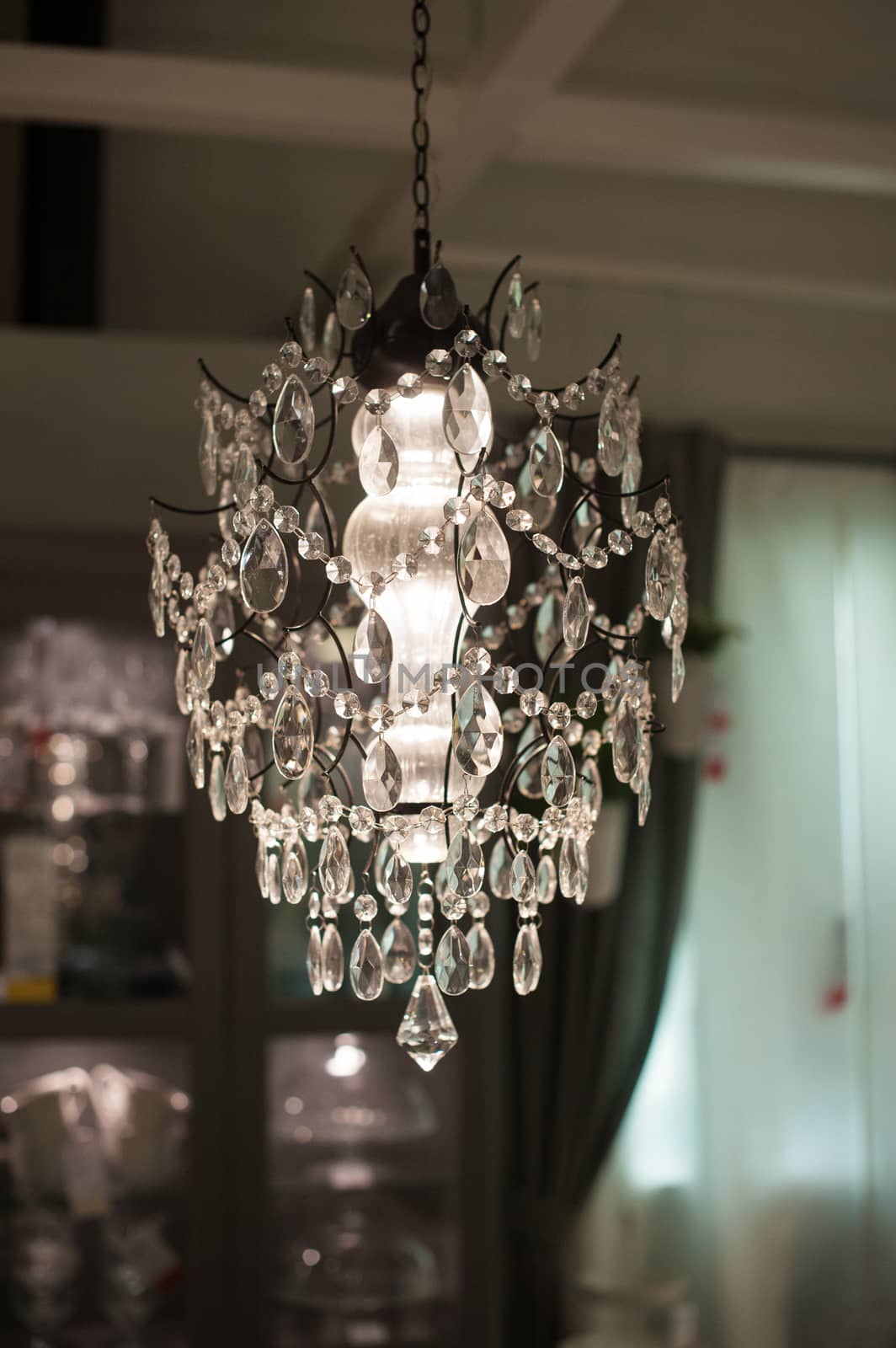 luxurious chandelier in the living room interior