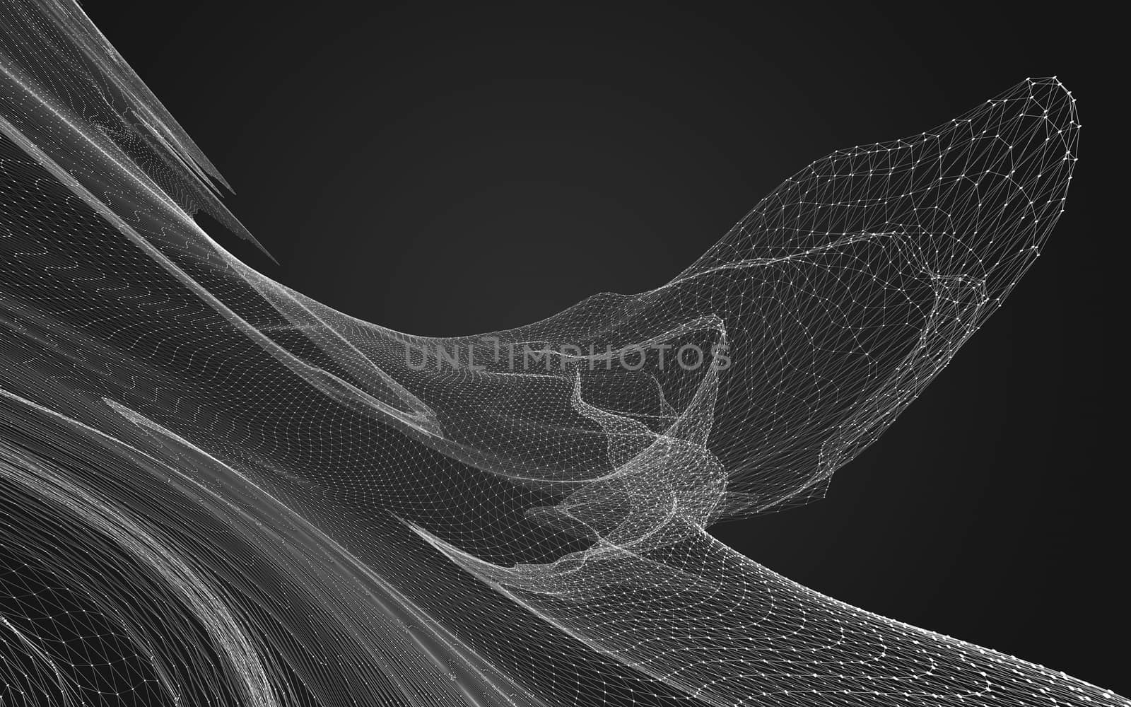 Abstract polygonal space low poly dark background with connecting dots and lines. Connection structure. 3d rendering