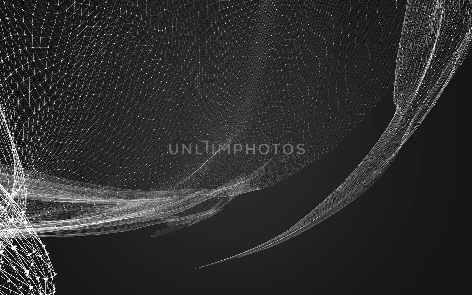 Abstract polygonal space low poly dark background, 3d rendering by teerawit