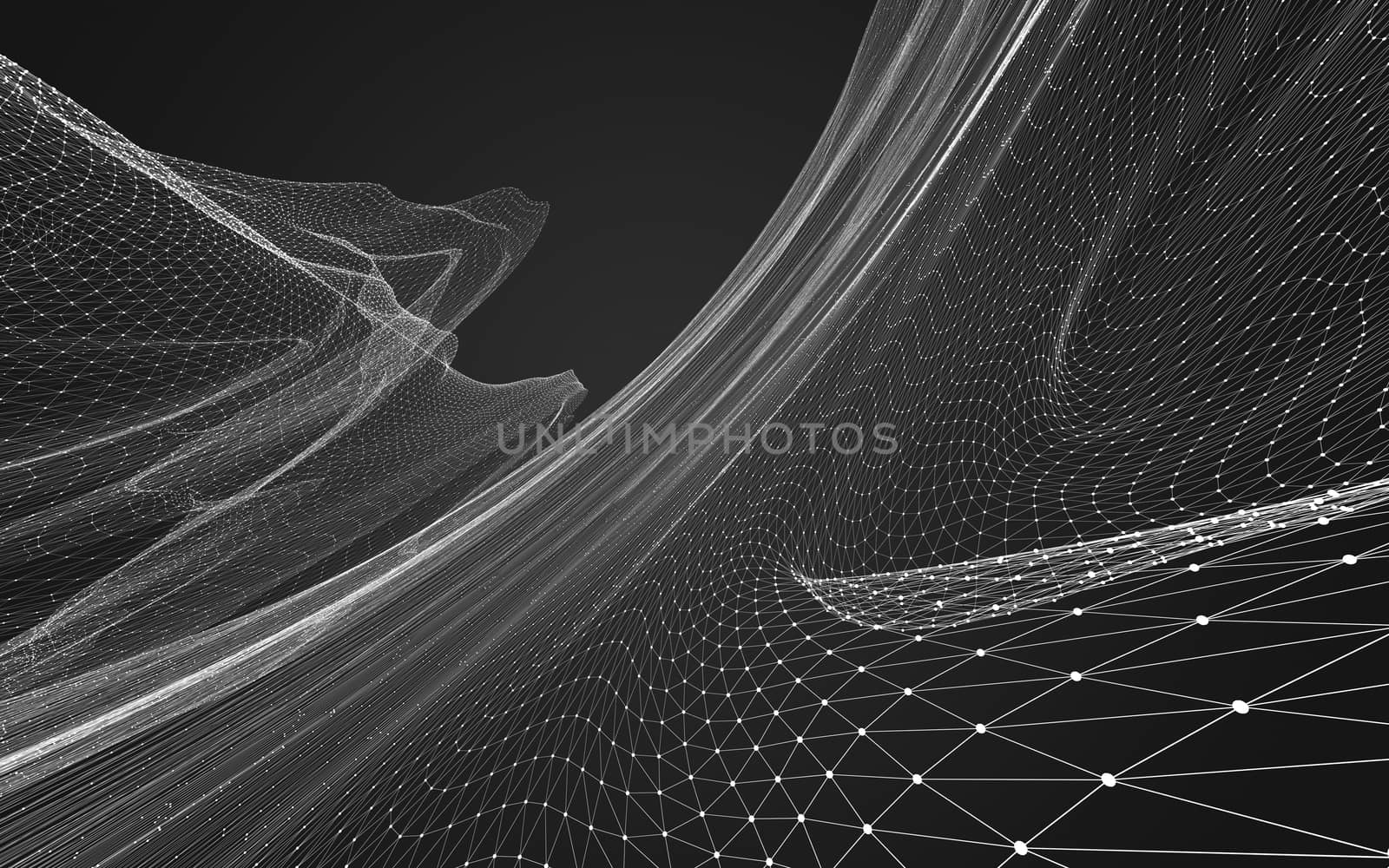 Abstract polygonal space low poly dark background, 3d rendering by teerawit