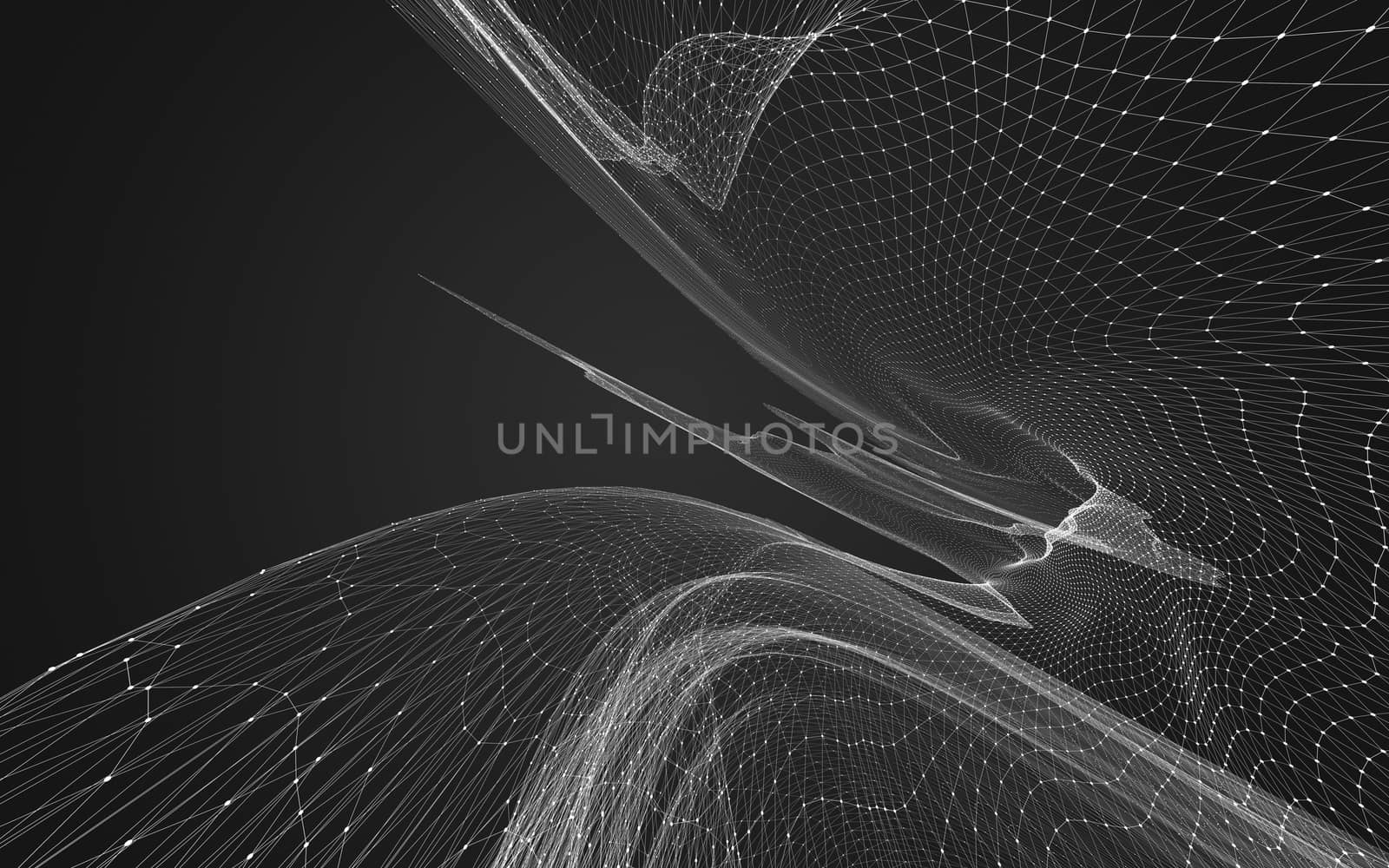 Abstract polygonal space low poly dark background with connecting dots and lines. Connection structure. 3d rendering