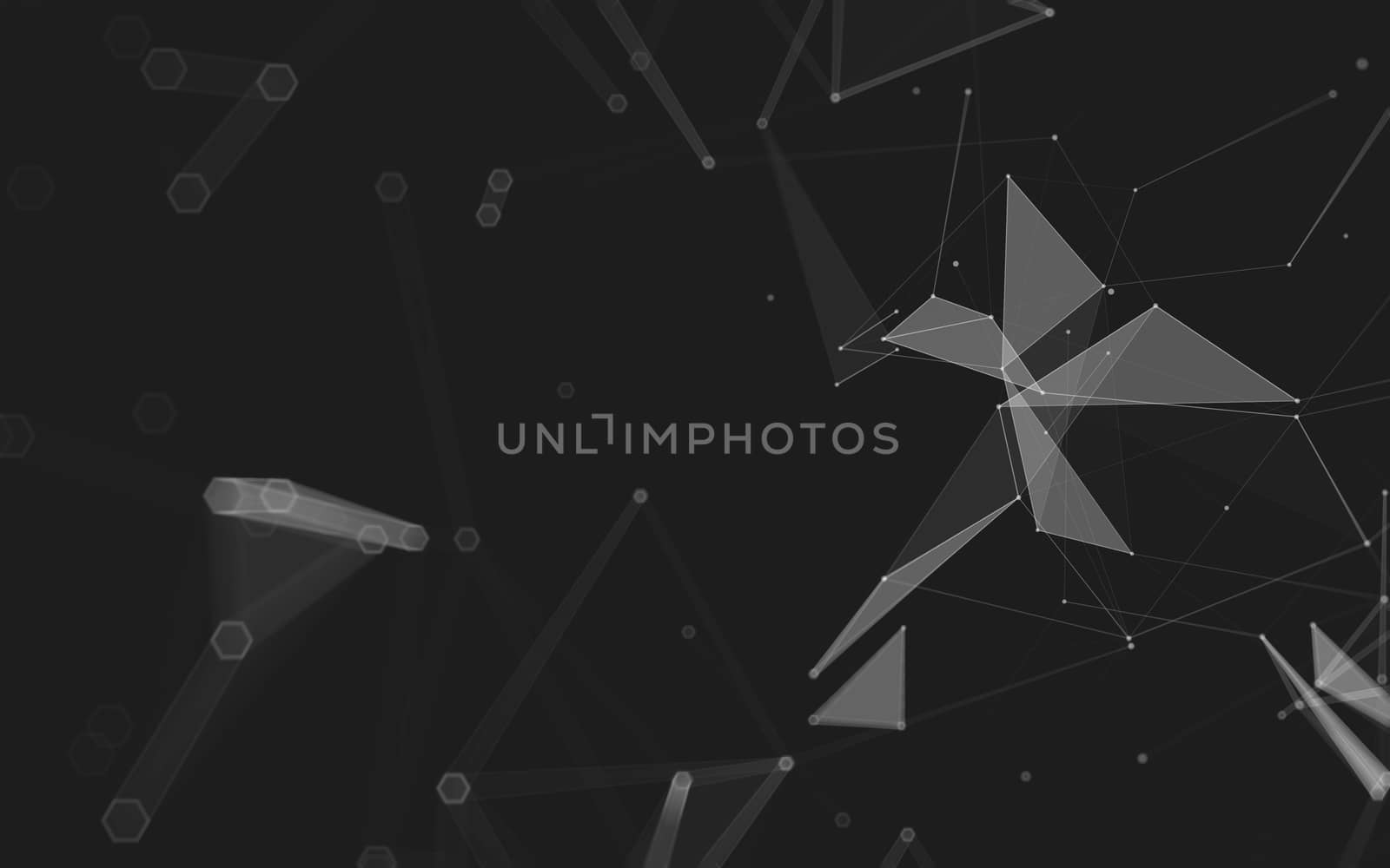 Abstract polygonal space low poly dark background, 3d rendering by teerawit