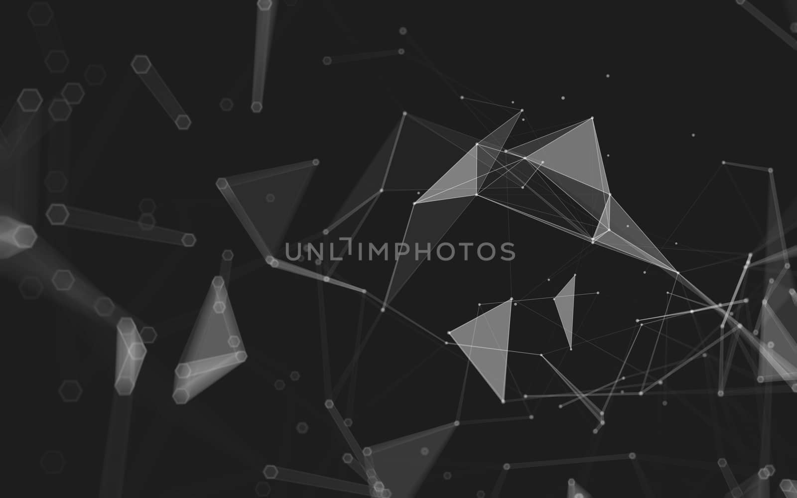 Abstract polygonal space low poly dark background, 3d rendering by teerawit