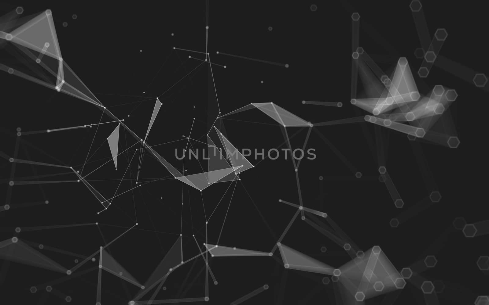 Abstract polygonal space low poly dark background with connecting dots and lines. Connection structure. 3d rendering