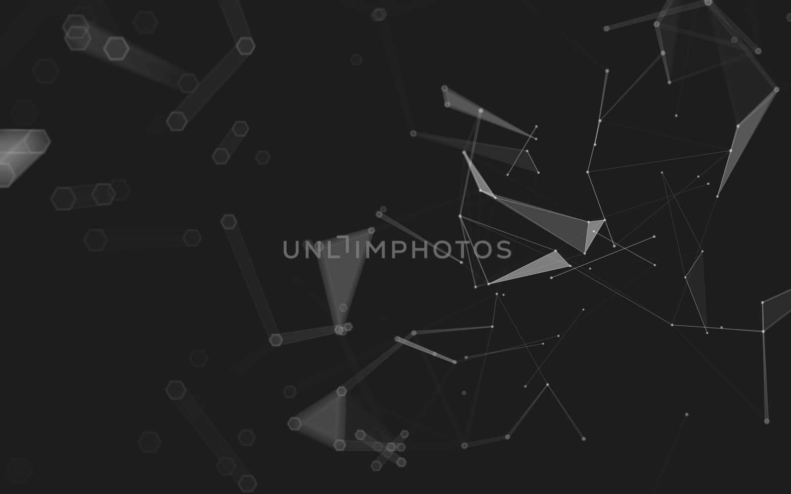 Abstract polygonal space low poly dark background, 3d rendering by teerawit