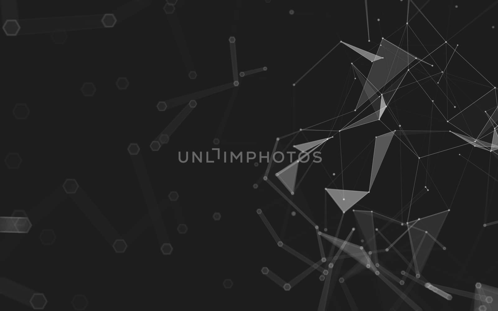 Abstract polygonal space low poly dark background, 3d rendering by teerawit