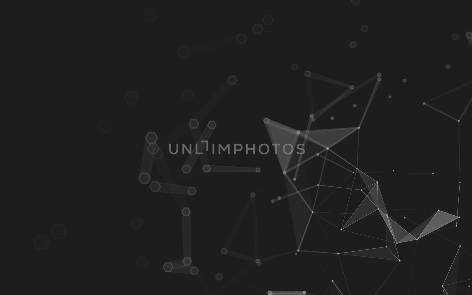 Abstract polygonal space low poly dark background with connecting dots and lines. Connection structure. 3d rendering