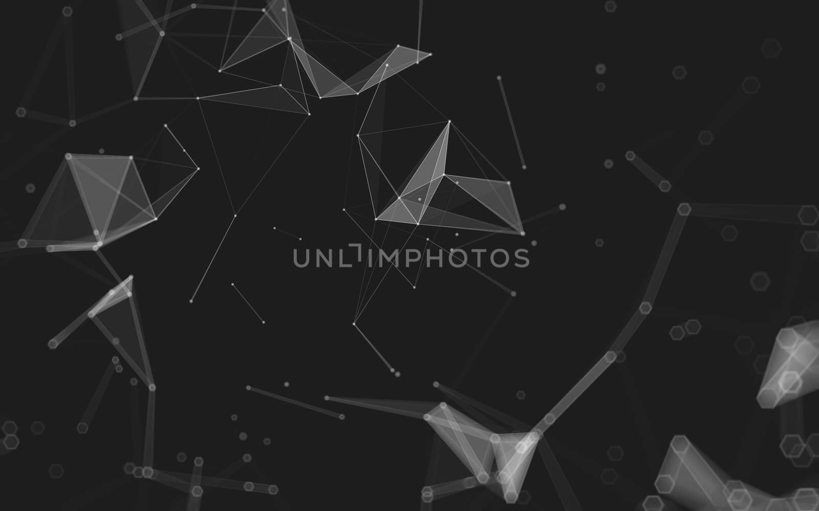 Abstract polygonal space low poly dark background with connecting dots and lines. Connection structure. 3d rendering