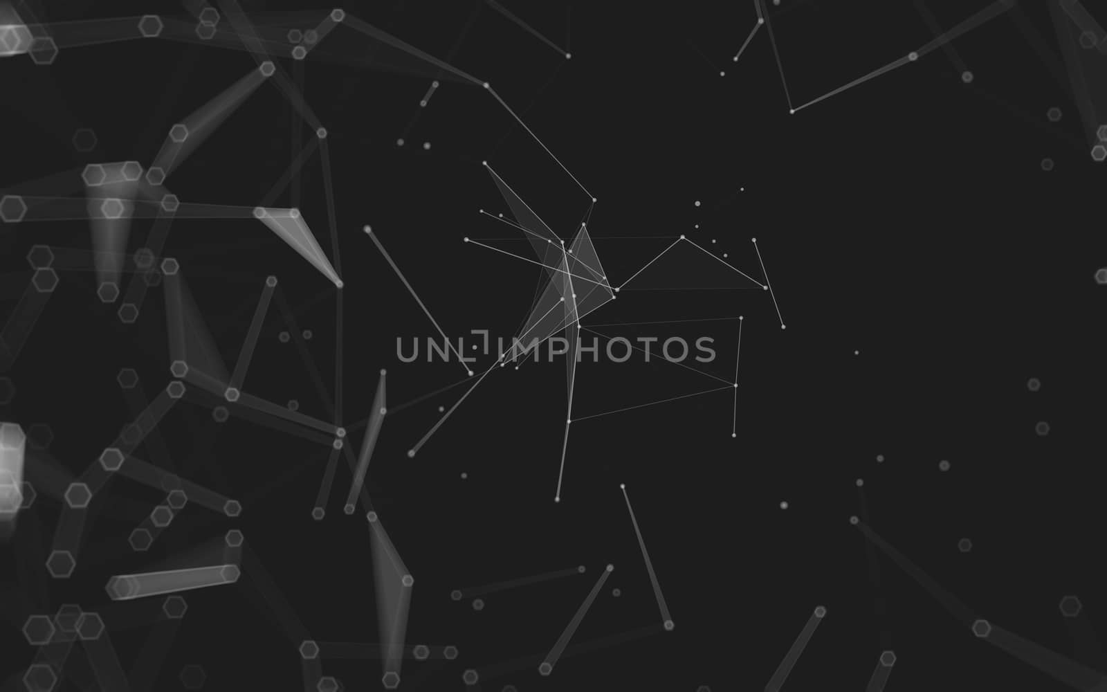 Abstract polygonal space low poly dark background with connecting dots and lines. Connection structure. 3d rendering