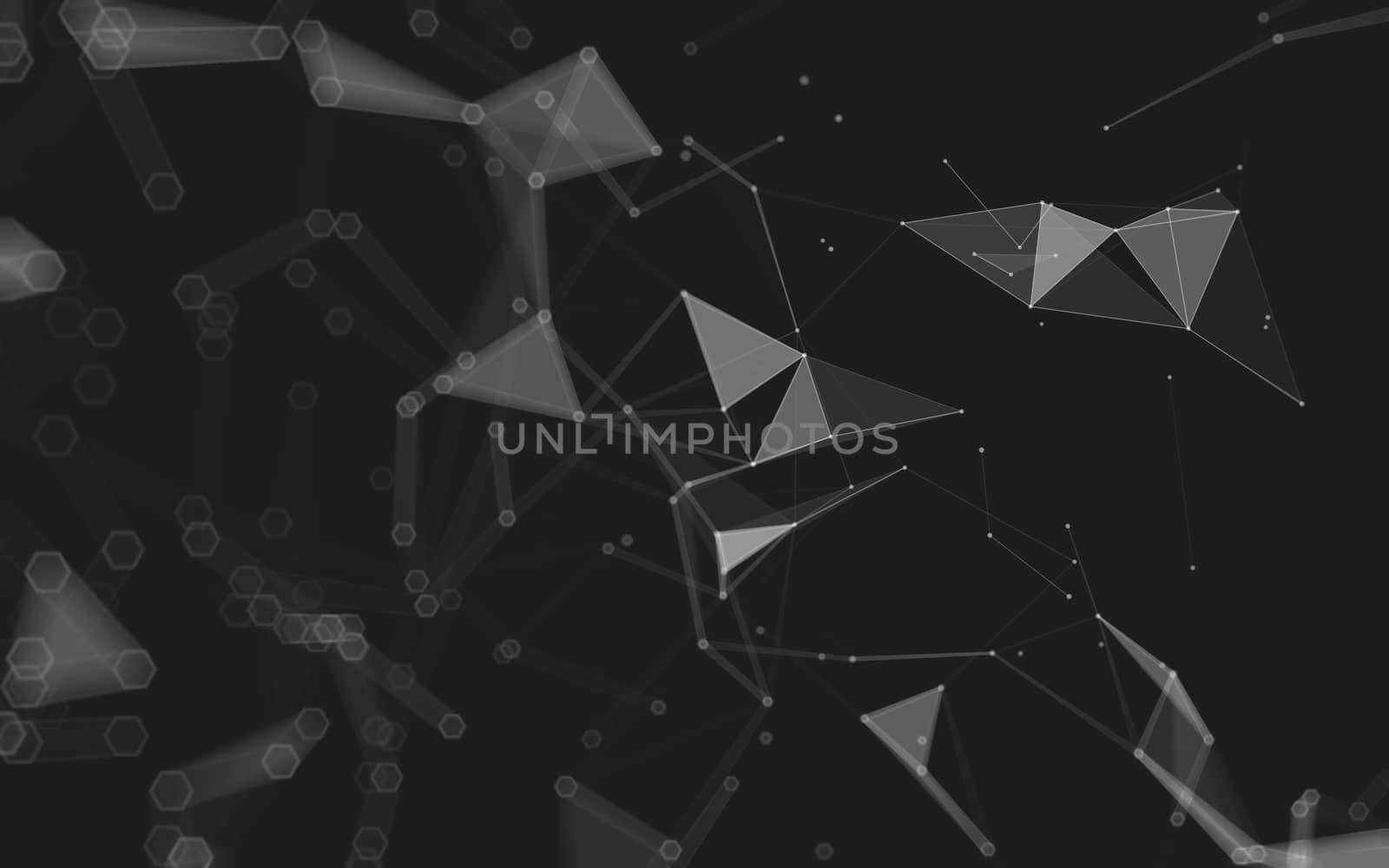 Abstract polygonal space low poly dark background with connecting dots and lines. Connection structure. 3d rendering