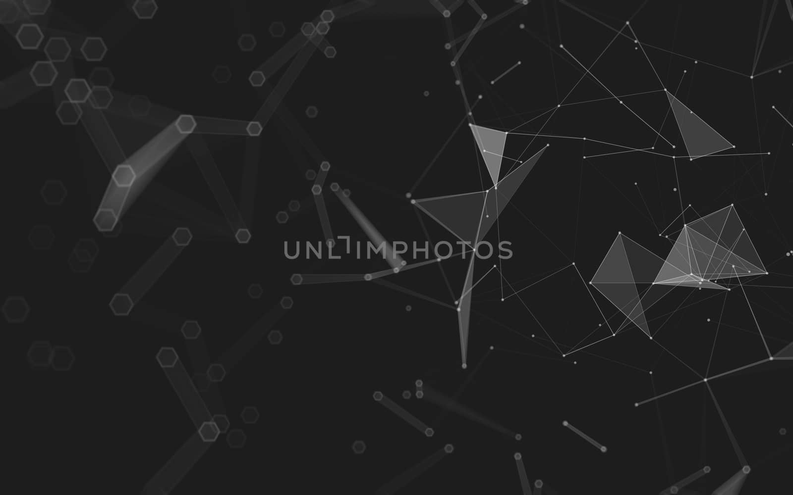 Abstract polygonal space low poly dark background with connecting dots and lines. Connection structure. 3d rendering