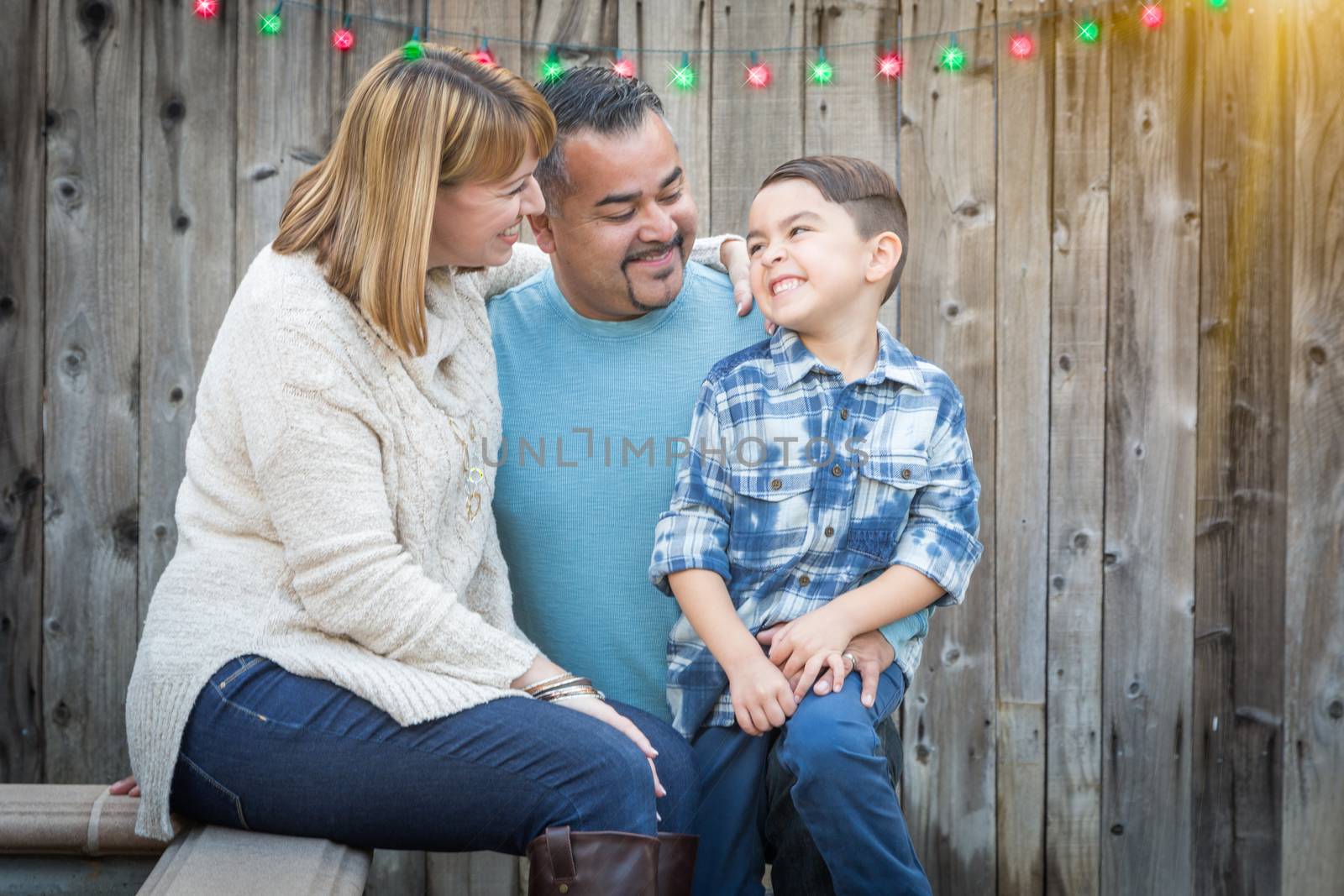 Young Mixed Race Family Portrait Outside by Feverpitched