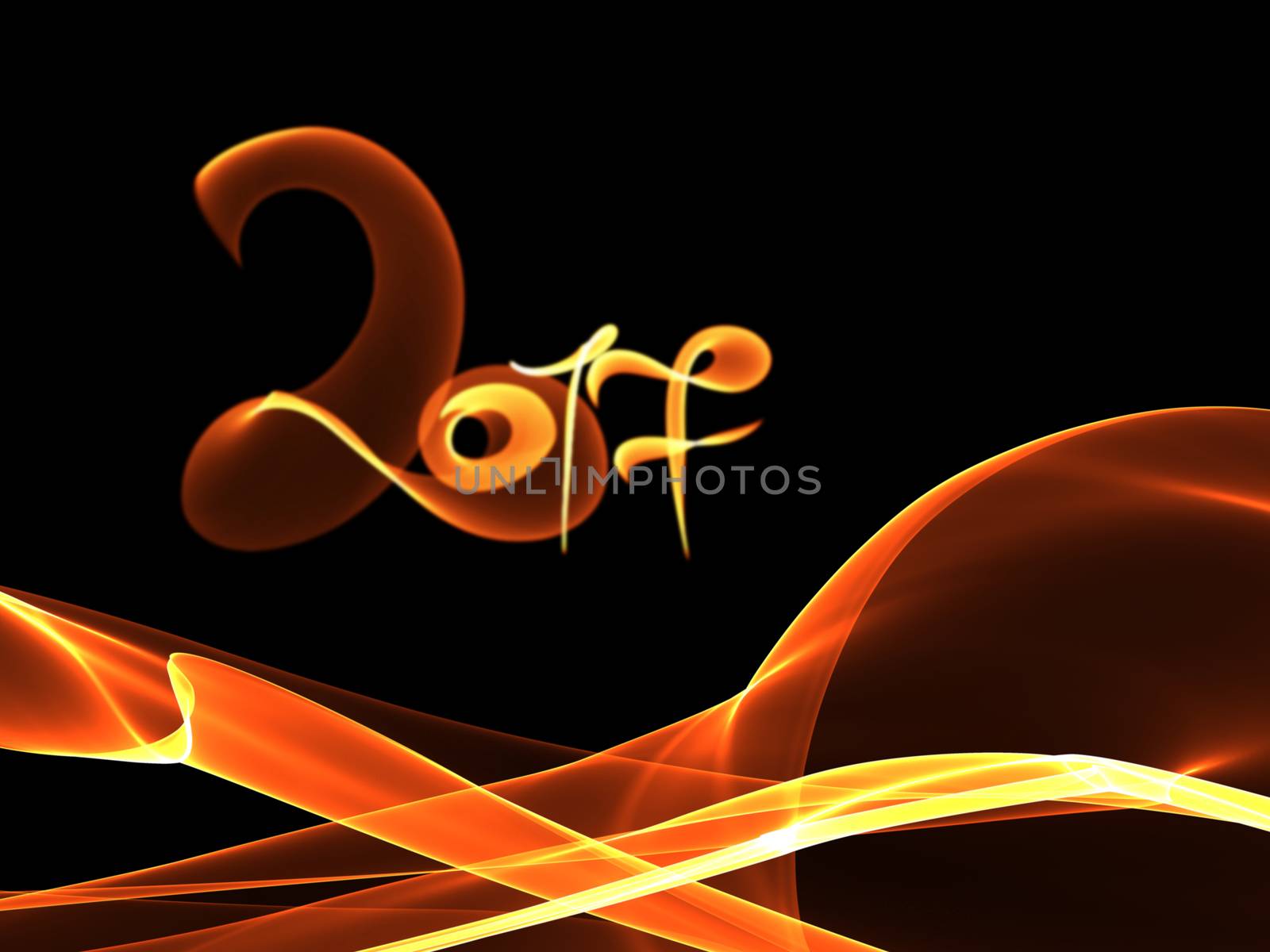 Happy new year 2017 isolated numbers lettering written with fire flame or smoke on black background by skrotov