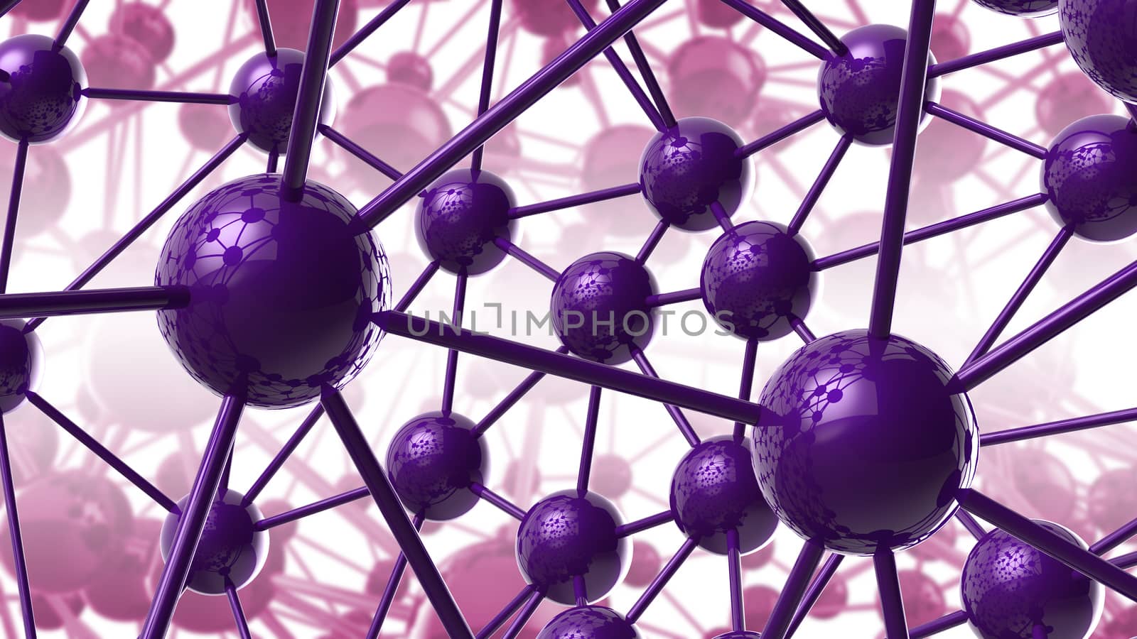 violet Molecular geometric chaos abstract structure. Science technology network connection hi-tech background 3d rendering illustration by skrotov