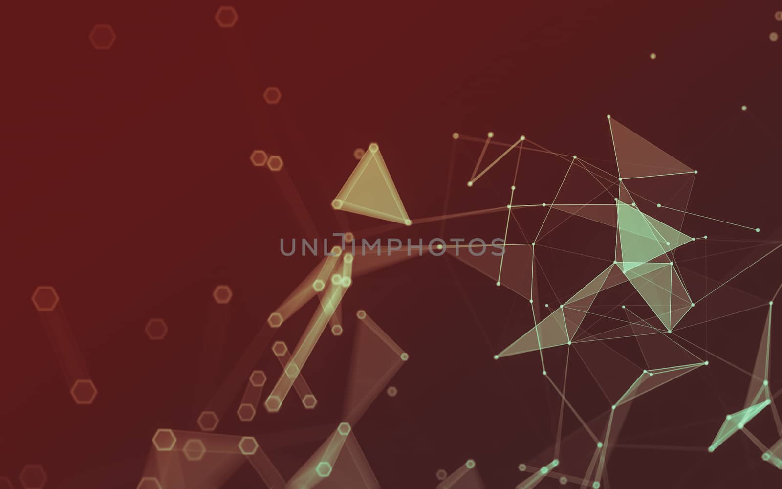 Abstract polygonal space low poly dark background with connecting dots and lines. Connection structure. 3d rendering